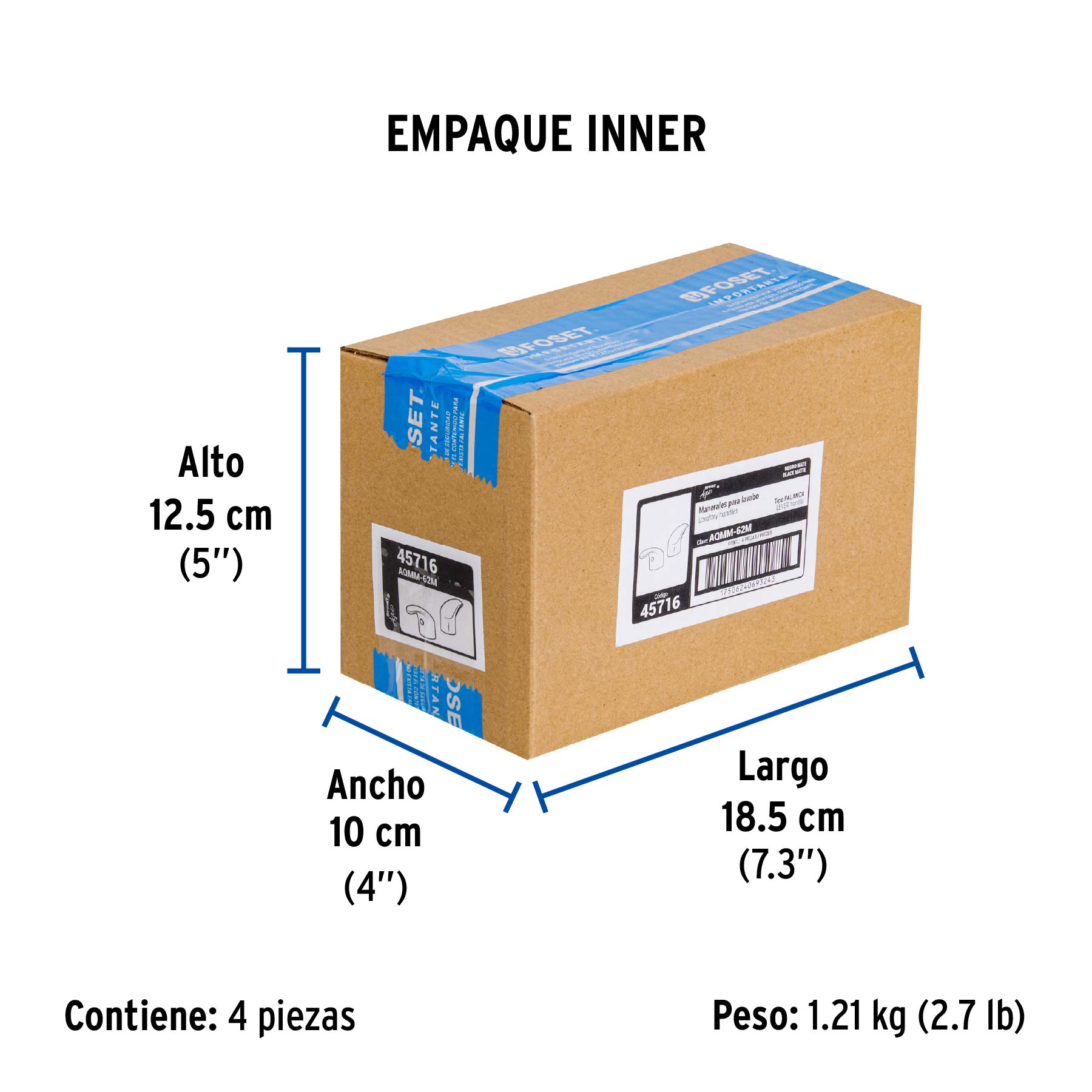 Juego de 2 manerales de palanca p/lavabo, negro mate, Aqua