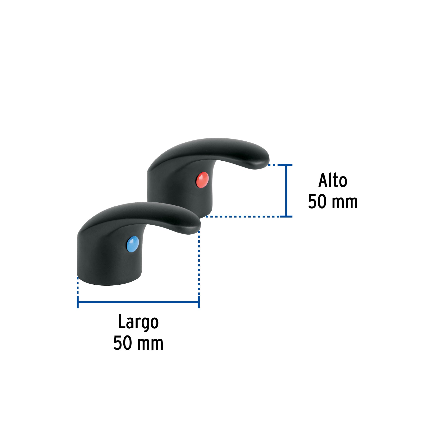 Juego de 2 manerales de palanca p/lavabo, negro mate, Aqua