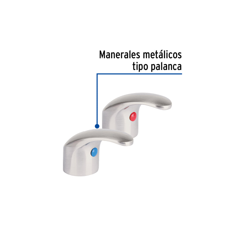 Juego de 2 manerales de palanca para lavabo, satín, Aqua