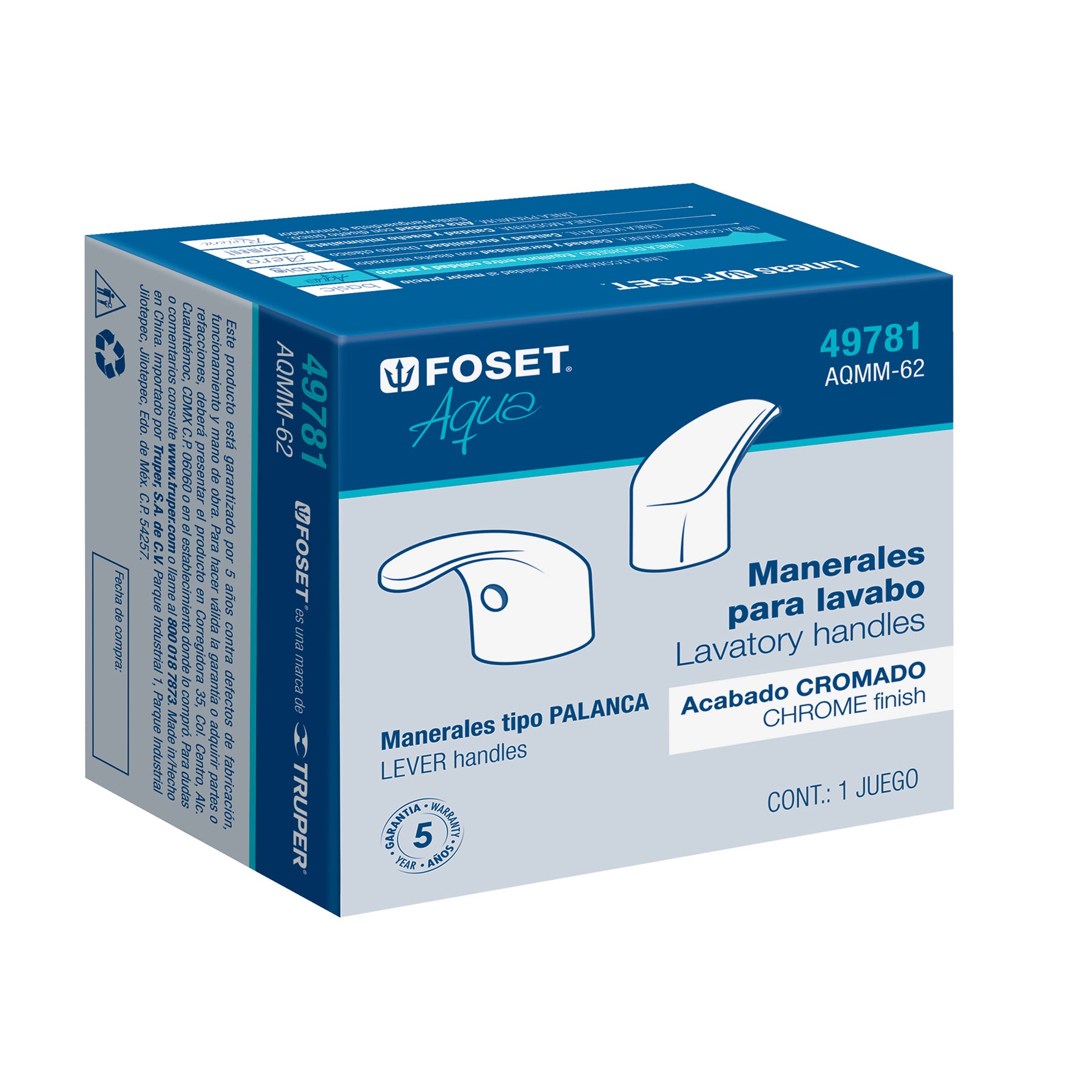 Juego 2 manerales tipo palanca para lavabo, Aqua