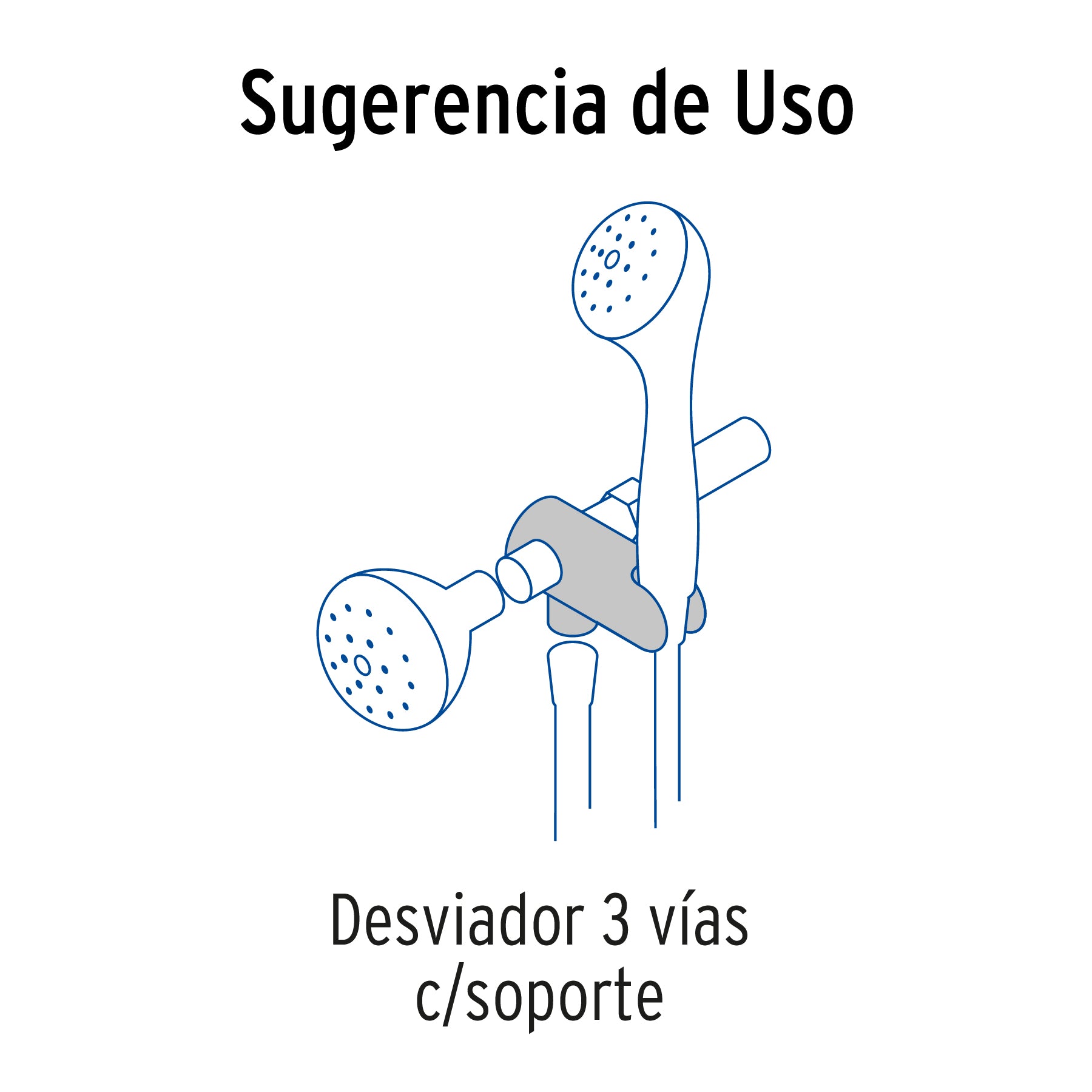 Desviador de 3 vías para brazo con soporte, satín