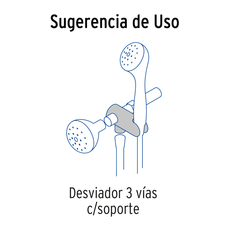 Desviador de 3 vías para brazo con soporte, satín