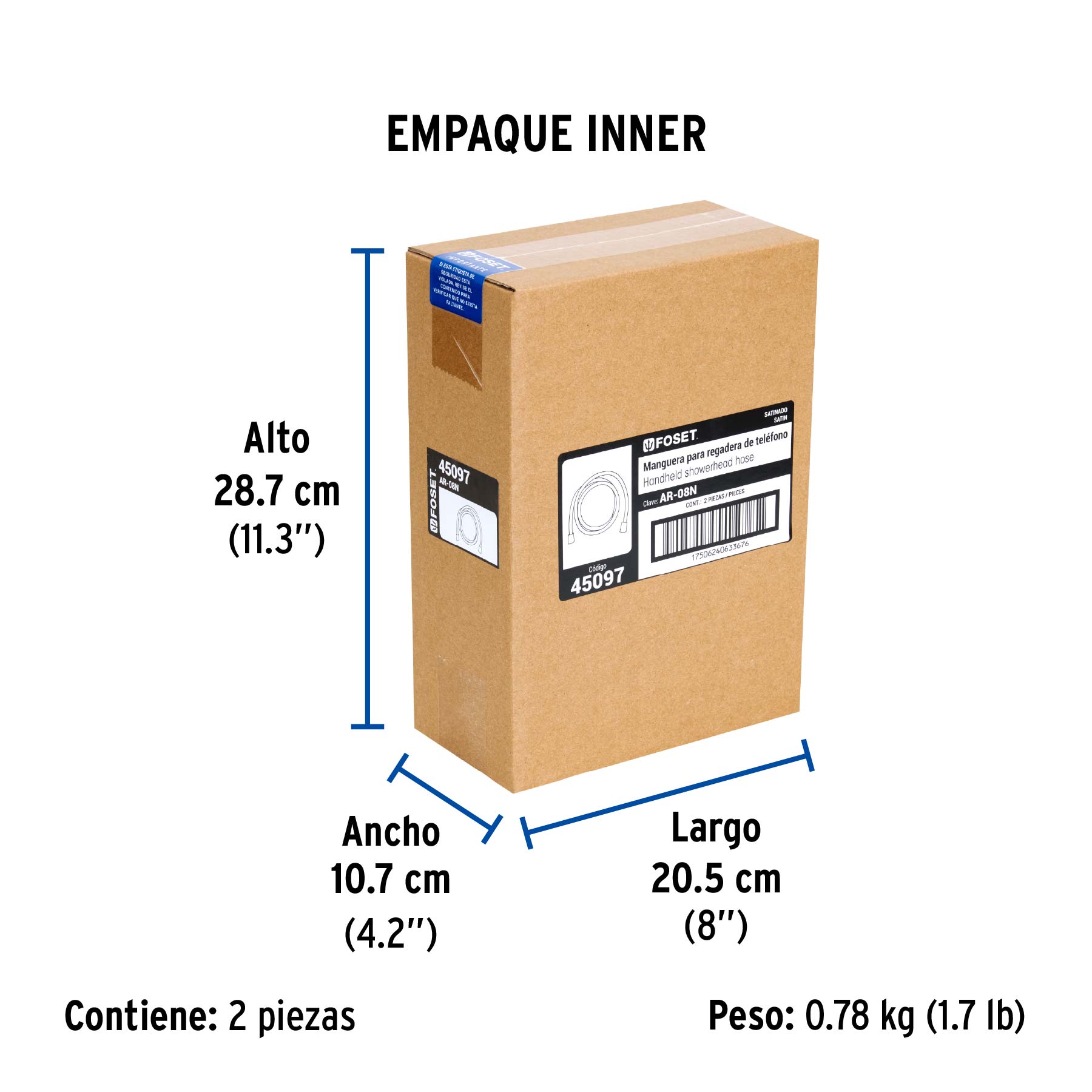 Manguera lisa para regadera, manual, satinada
