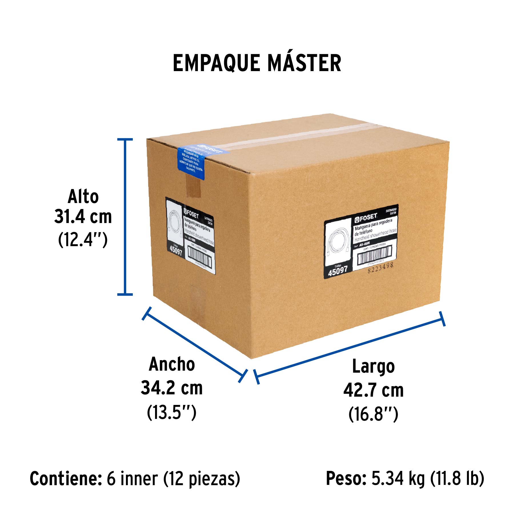 Manguera lisa para regadera, manual, satinada