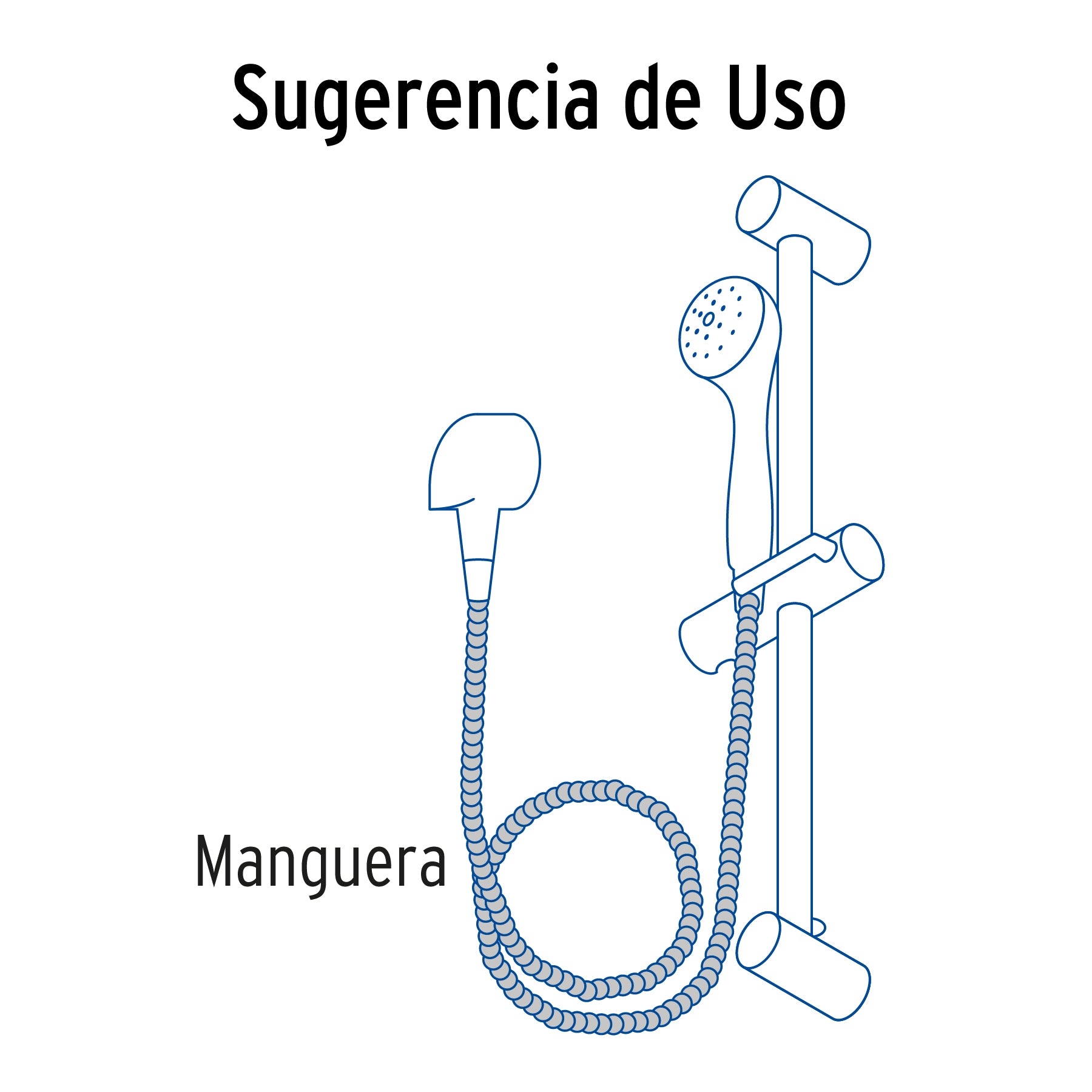 Manguera lisa para regadera, manual, cromada