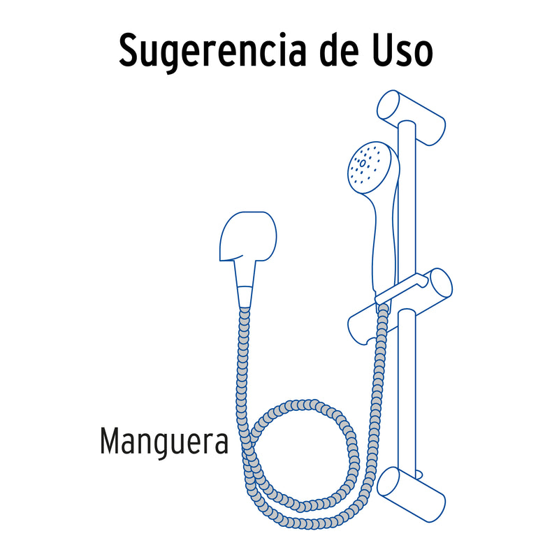 Manguera lisa para regadera, manual, cromada