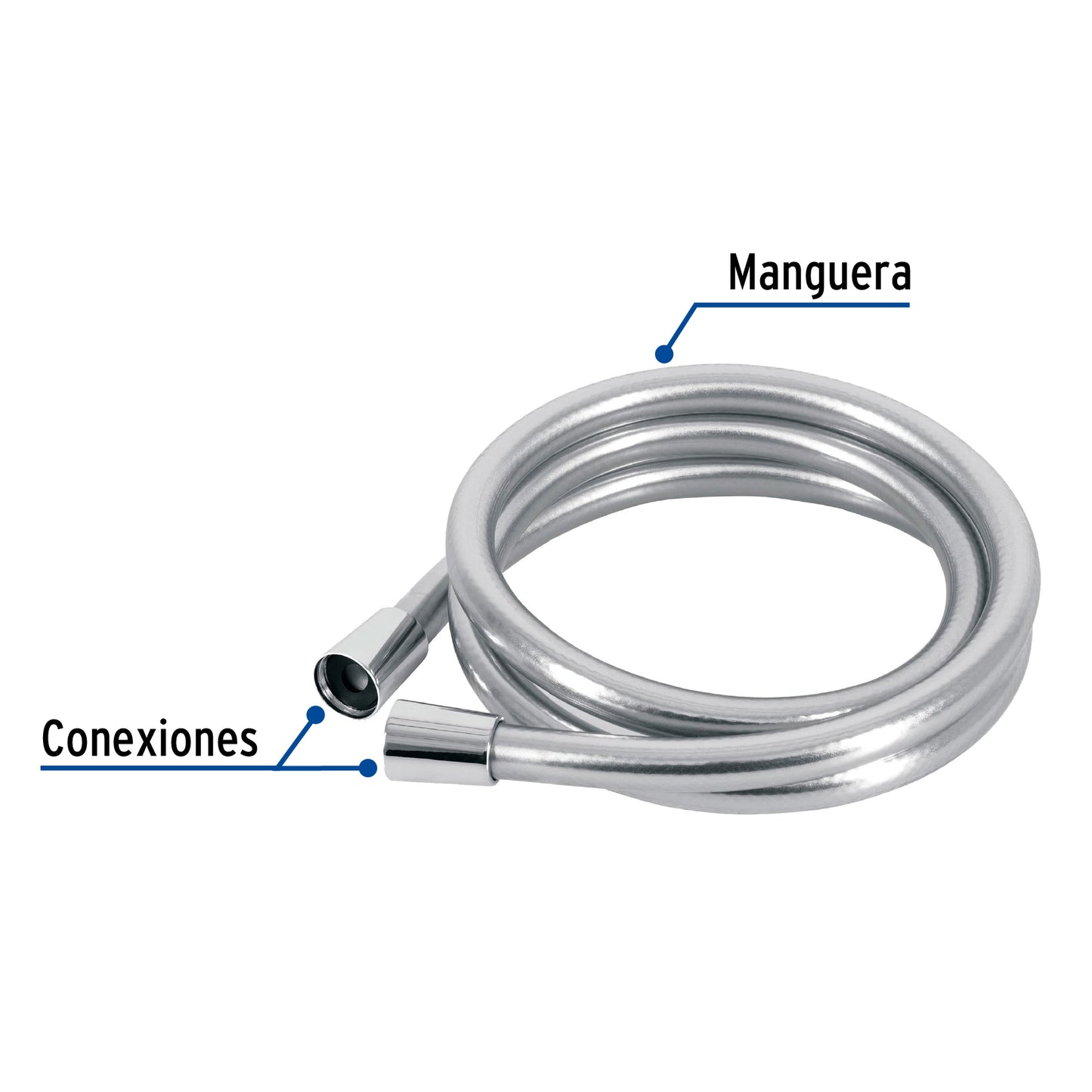 Manguera lisa para regadera, manual, cromada