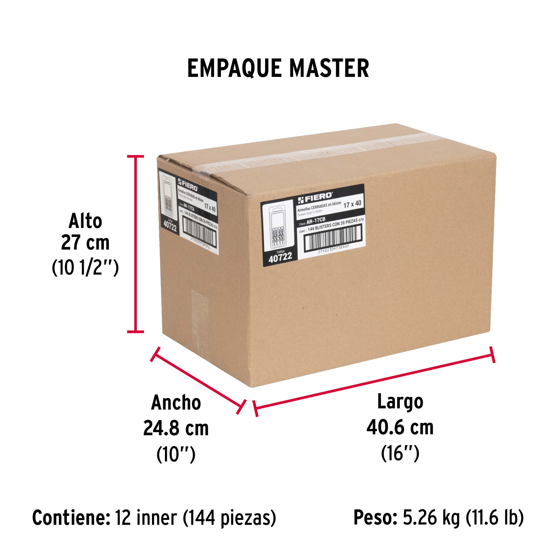 Blíster con 20 armellas cerradas de 17 x 40, Fiero