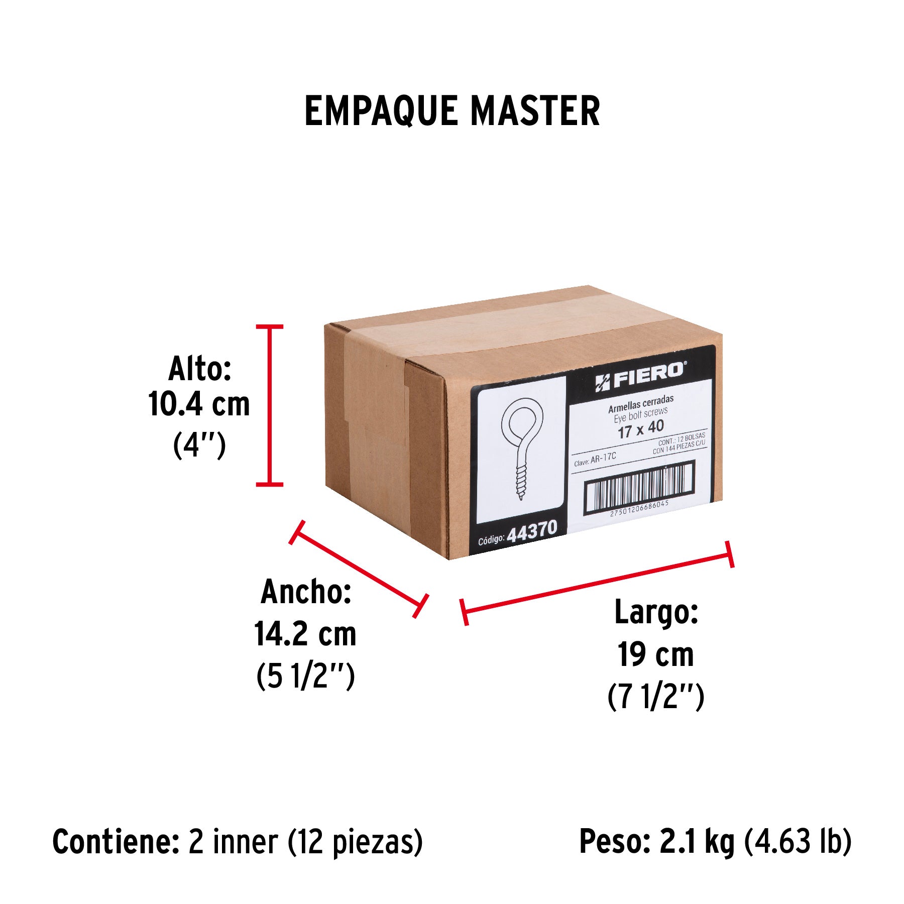 Armella 17 x 40, cerrada, caja con 144 pzas