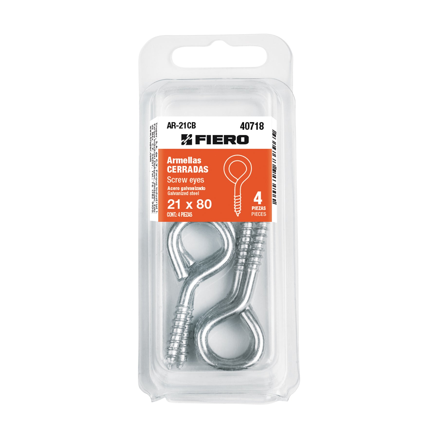 Blíster con 4 armellas cerradas de 21 x 80, Fiero