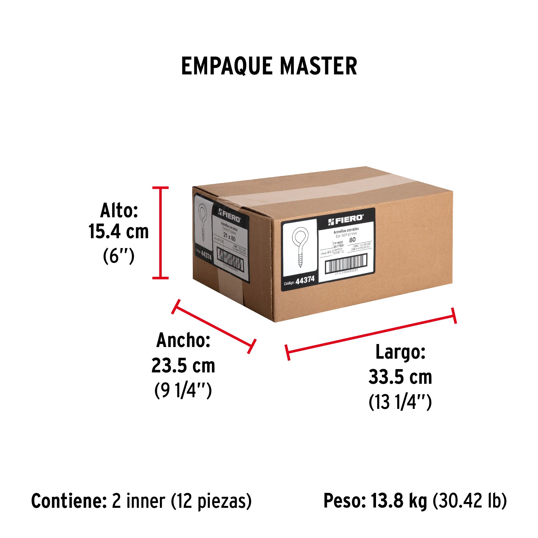 Armella 21 x 80, cerrada, caja con 144 pzas