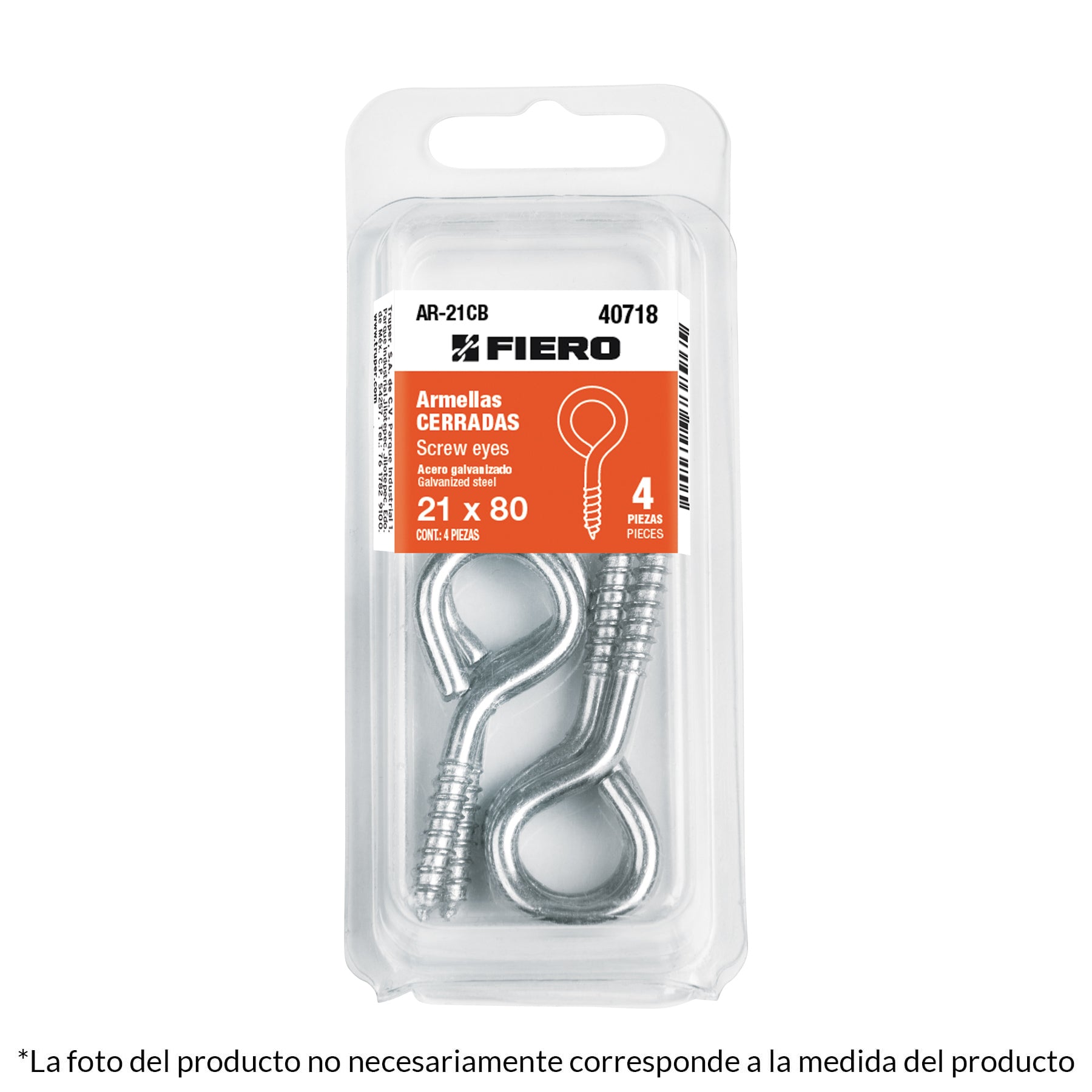 Blíster con 2 armellas cerradas de 22 x 100, Fiero