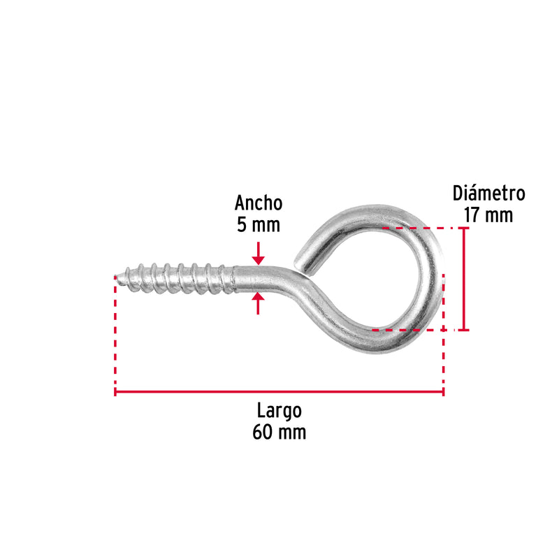 Armella 22 x 100, cerrada, caja con 72 pzas