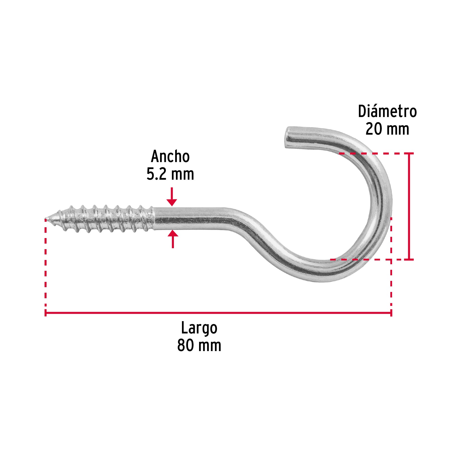 Armella 23 x 110, abierta, caja con 72 pzas