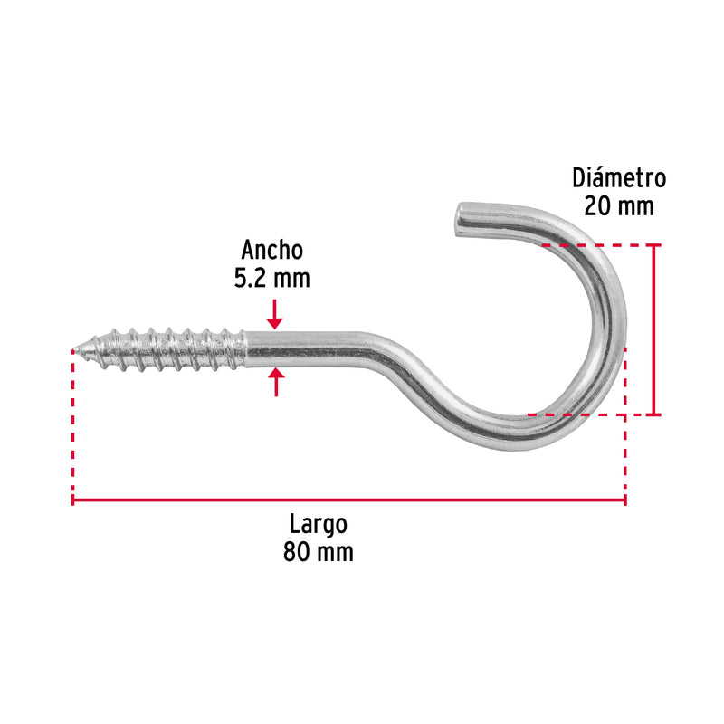 Armella 23 x 110, abierta, caja con 72 pzas