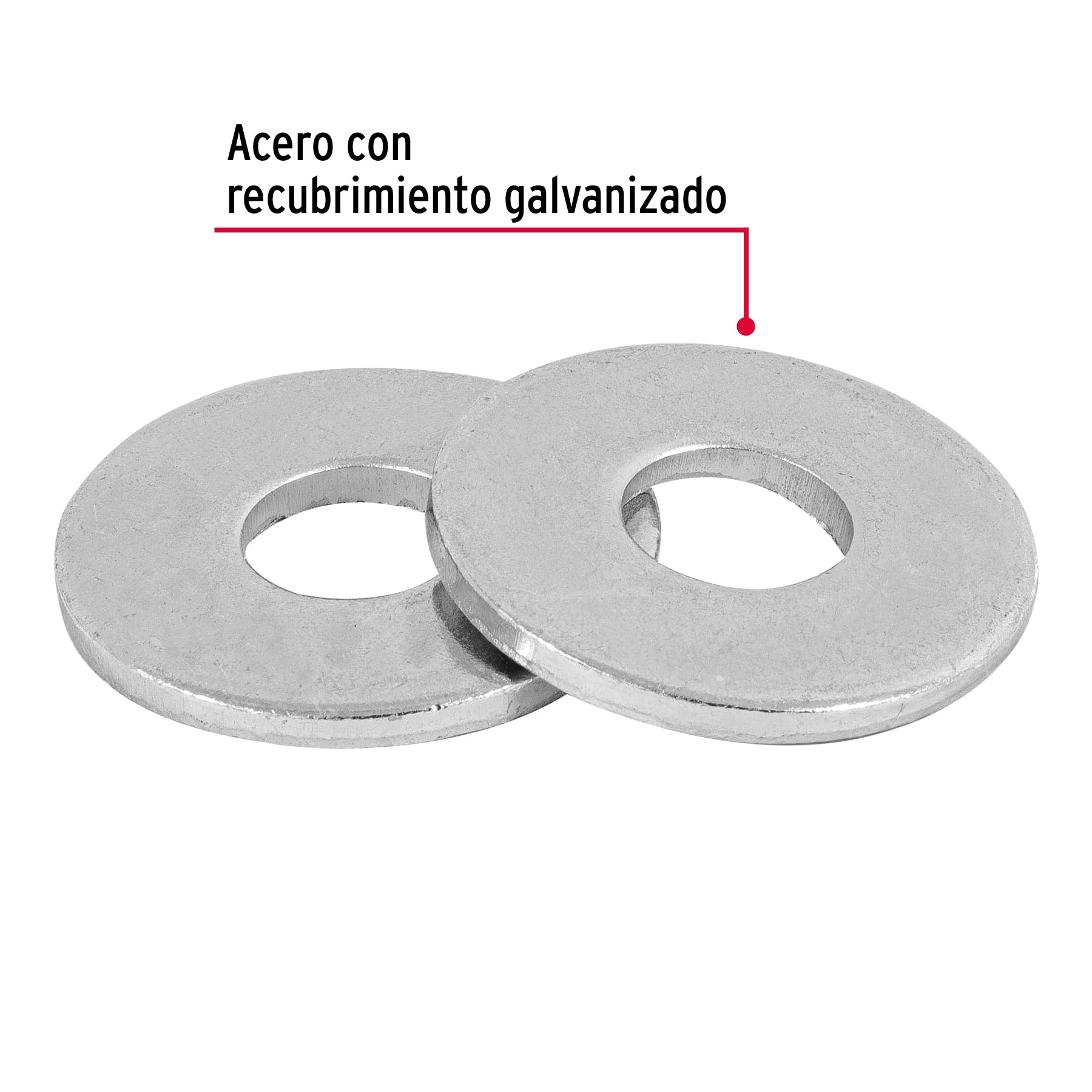 Blíster con 6 arandelas planas de 1/2', Fiero