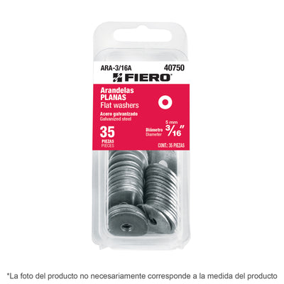 Blíster con 30 arandelas planas de 1/4', Fiero