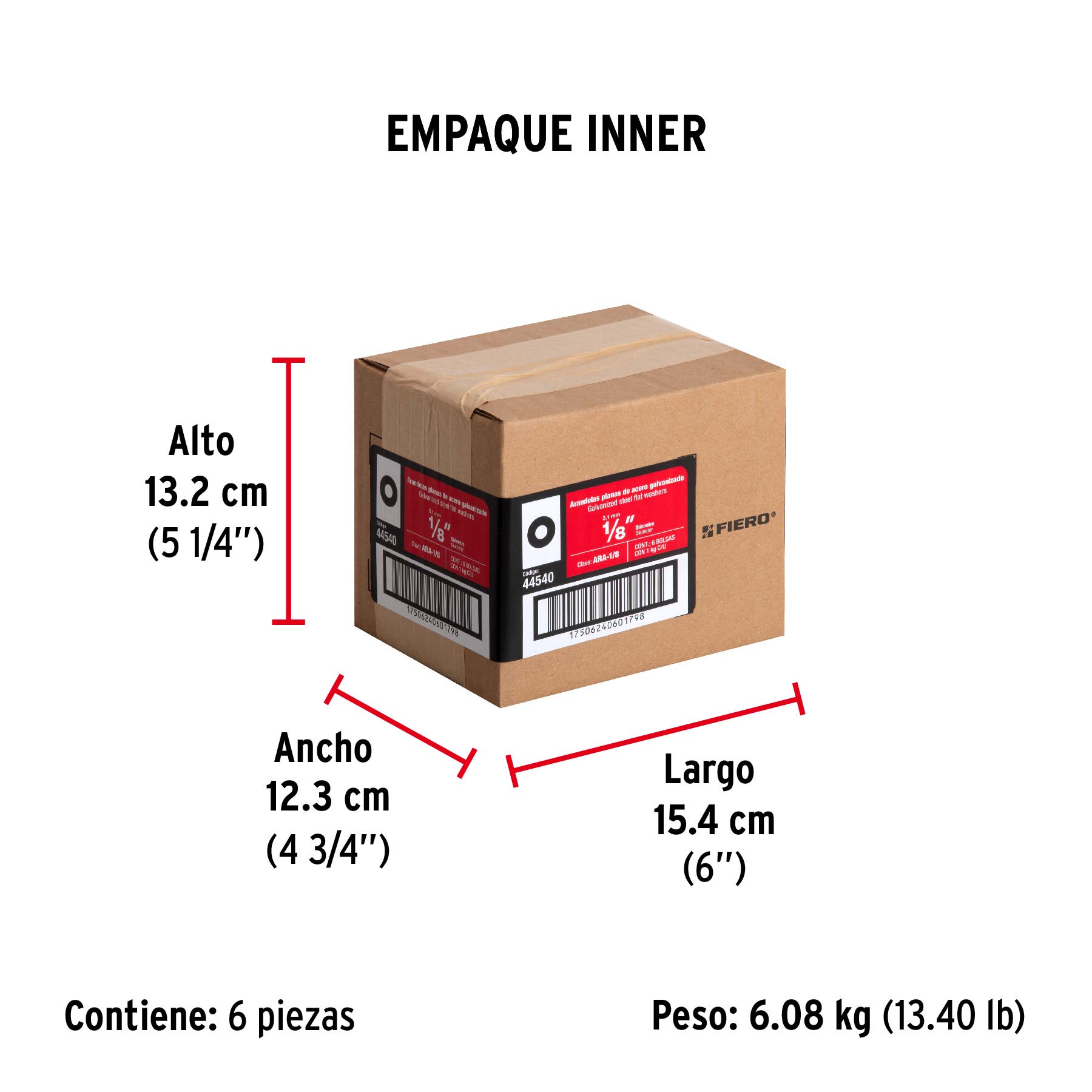 Arandela de acero galvanizado de 1/8", bolsa de 1 kg