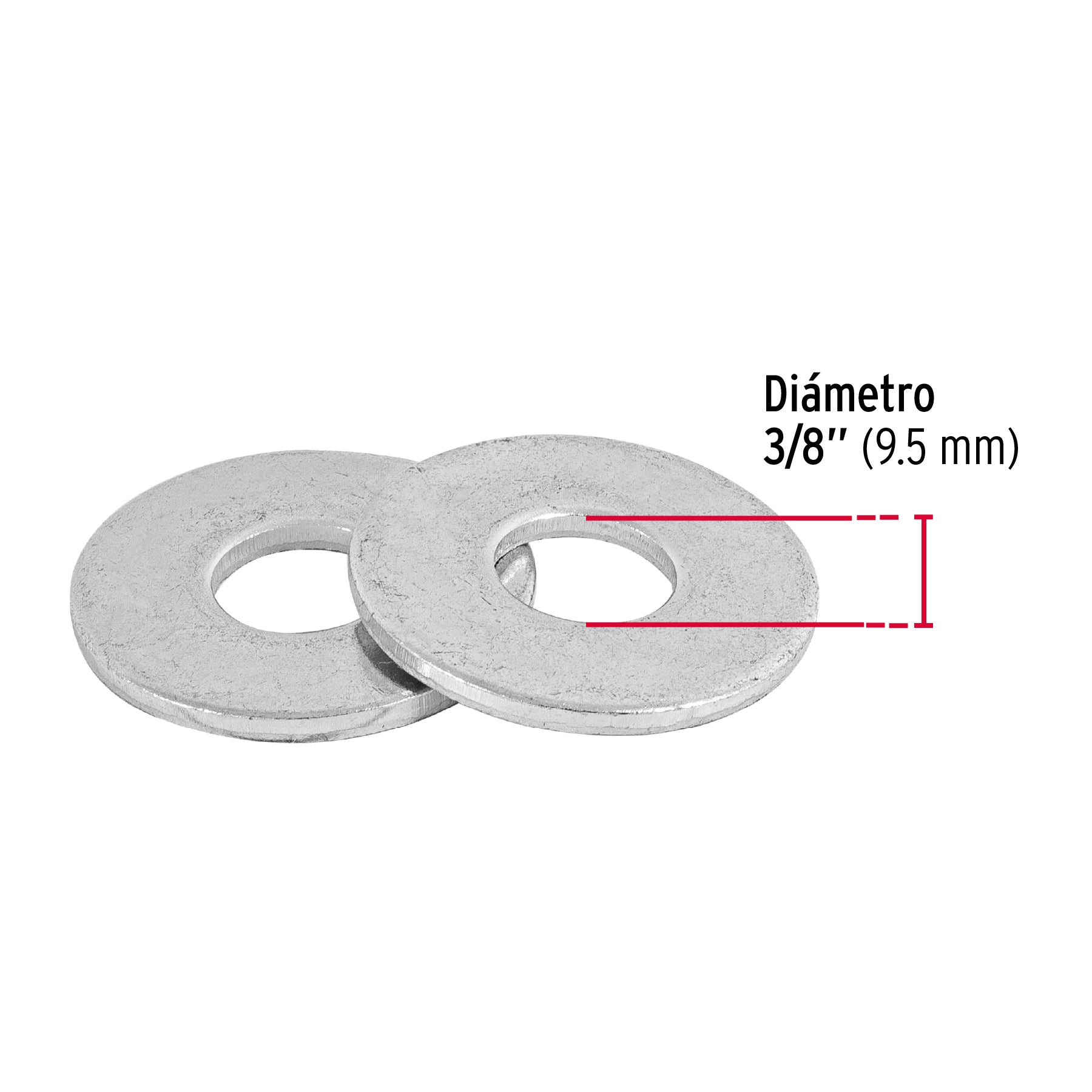 Blíster con 14 arandelas planas de 3/8', Fiero