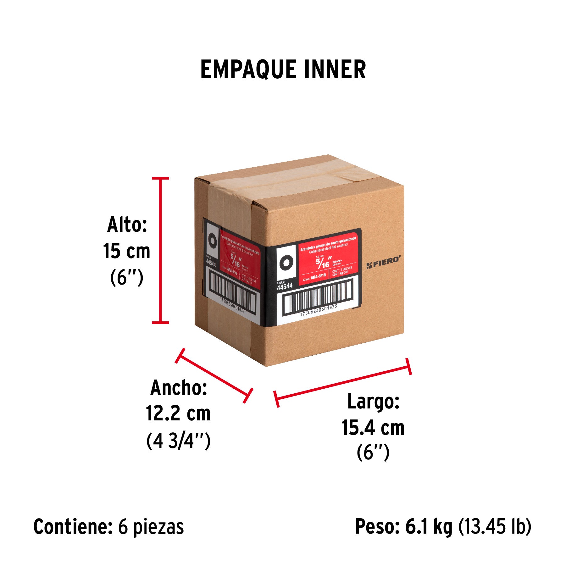 Arandela de acero galvanizado de 5/16", bolsa de 1 kg