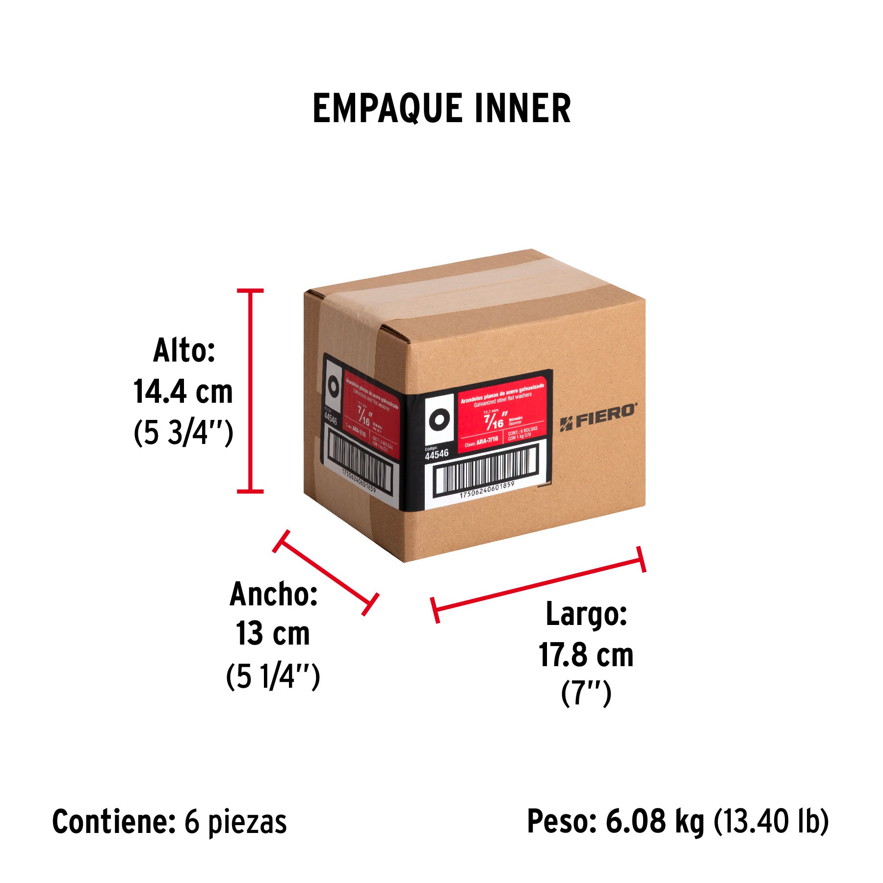 Arandela de acero galvanizado de 7/16", bolsa de 1 kg
