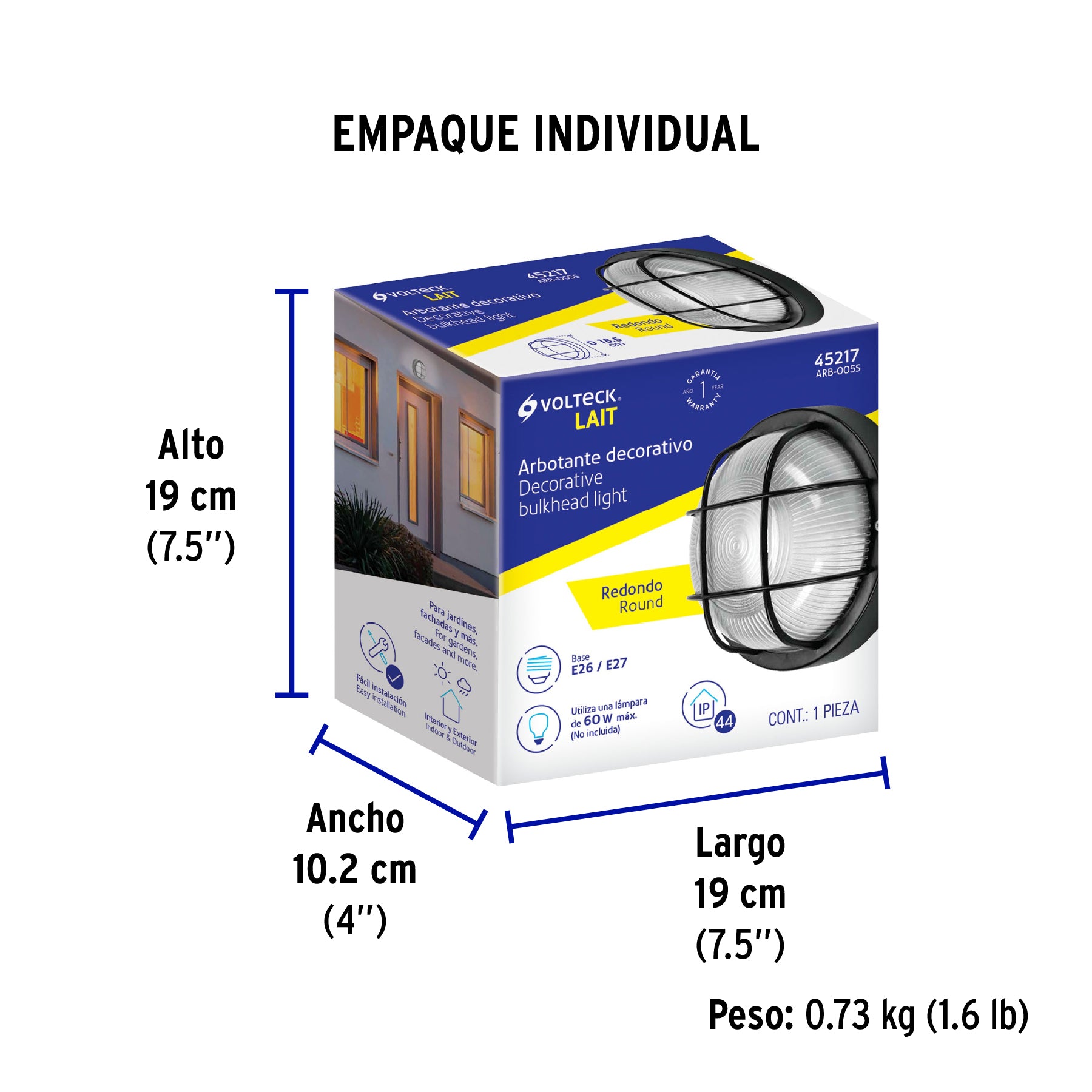 Arbotante decorativo cuerpo de ABS, lámpara no incluida