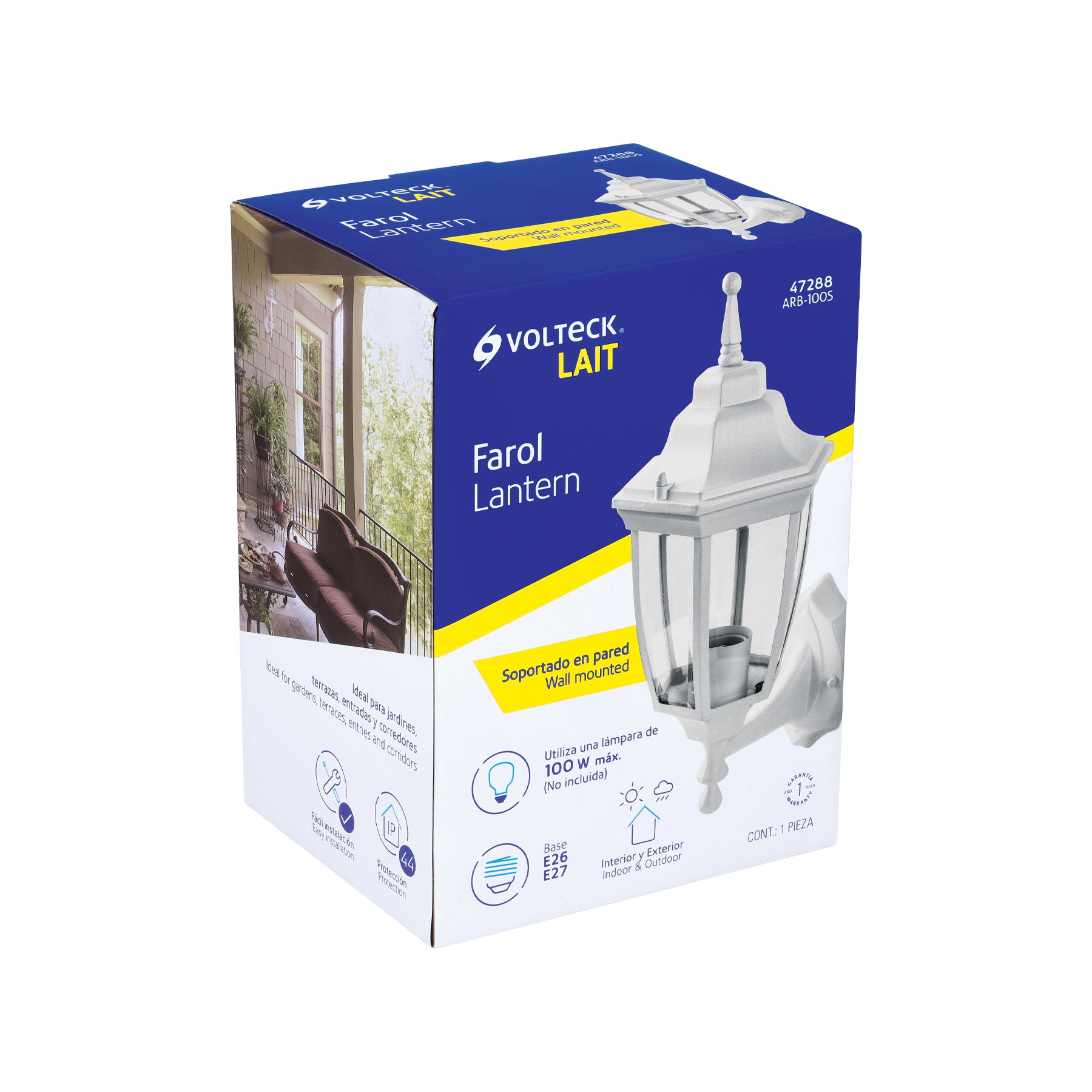 Arbotante farol soportado, blanco, 1XE26