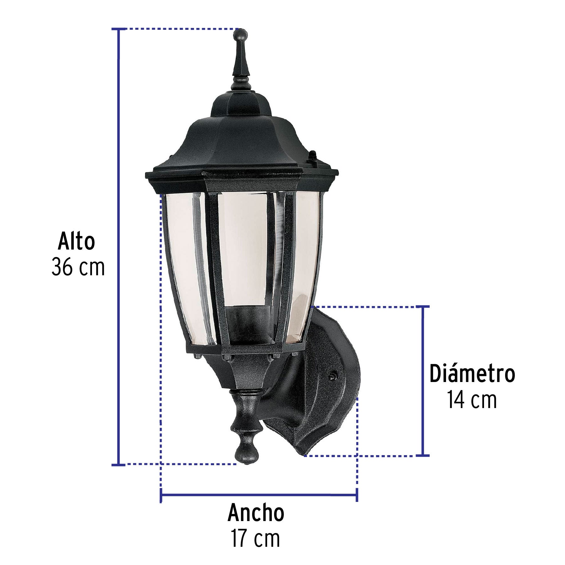 Arbotante farol soportado, negro, 1XE26