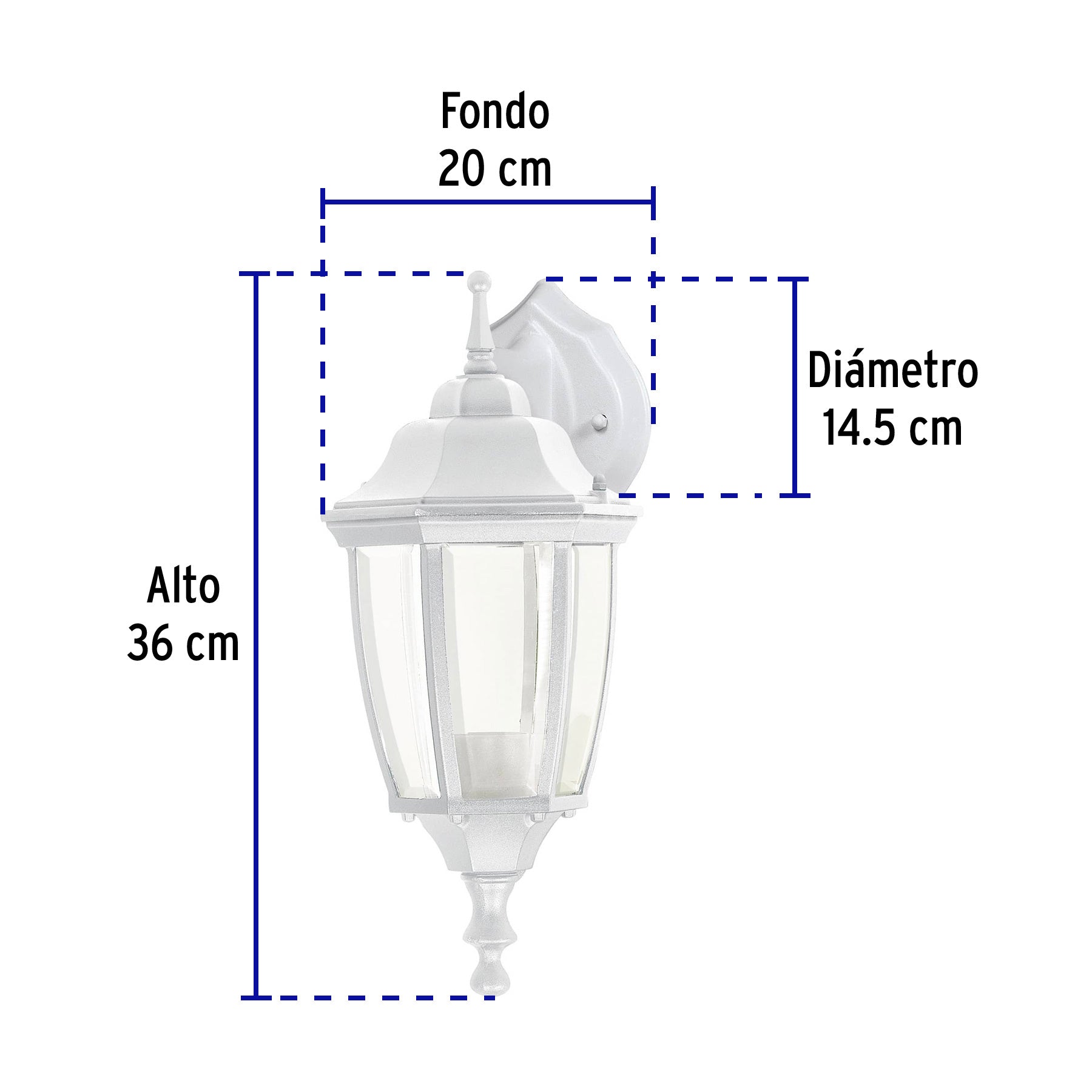Arbotante farol suspendido, blanco, 1XE26