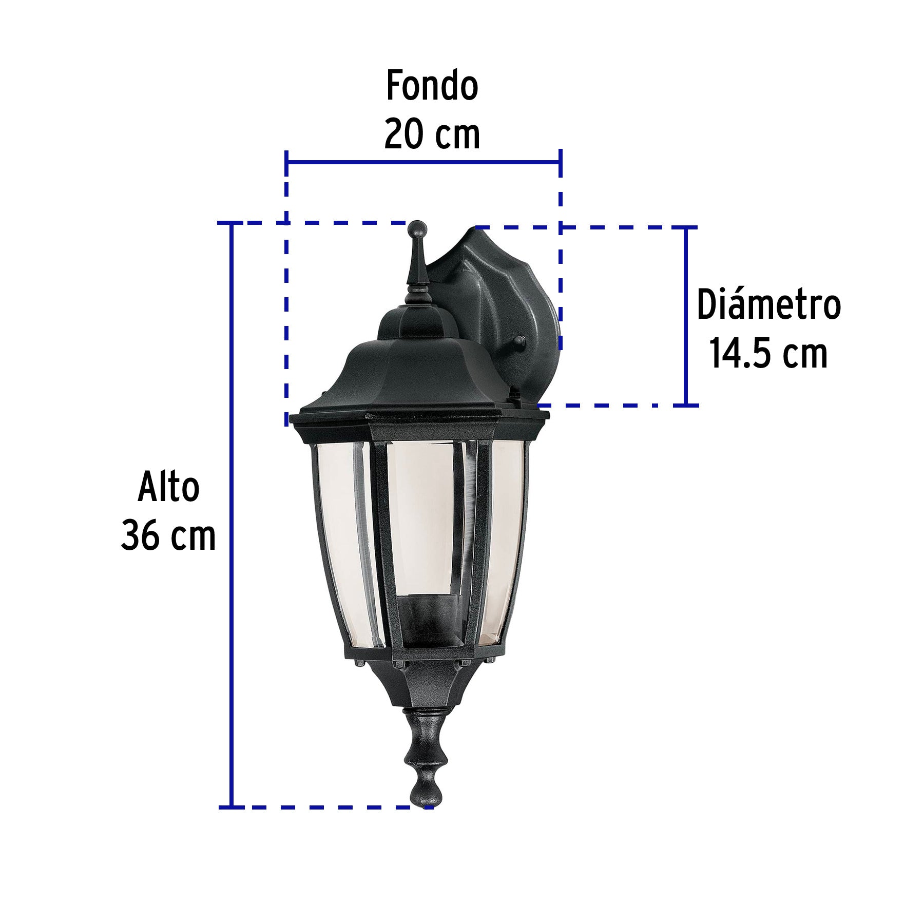 Arbotante farol suspendido, negro, 1XE26