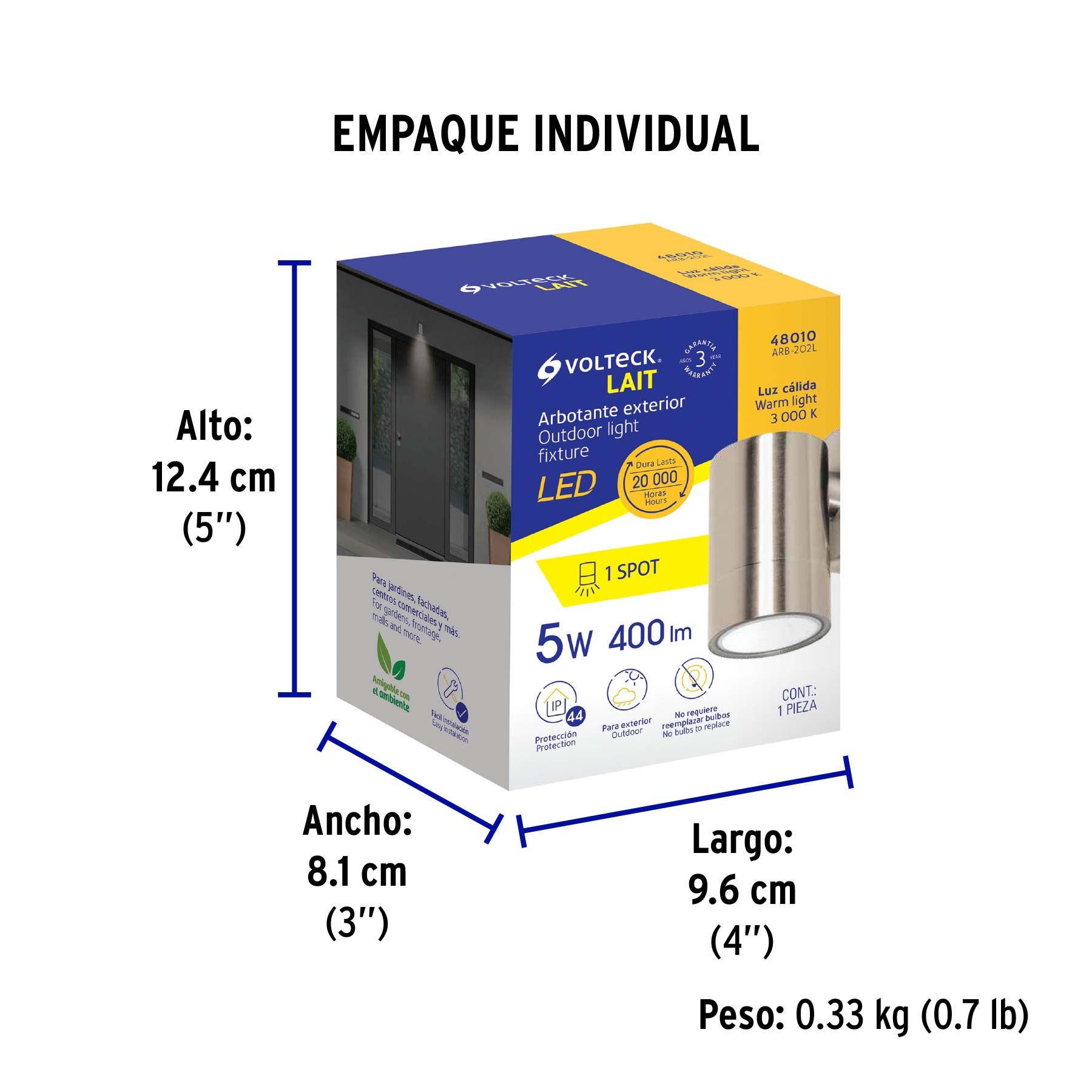 Arbotante exterior de acento, 1 spot, LED, 5 W