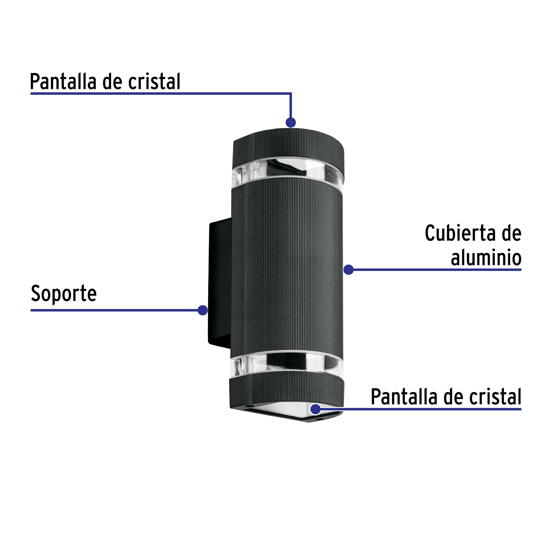 Arbotante exterior con 2 spots, lámparas no incluidas, negro
