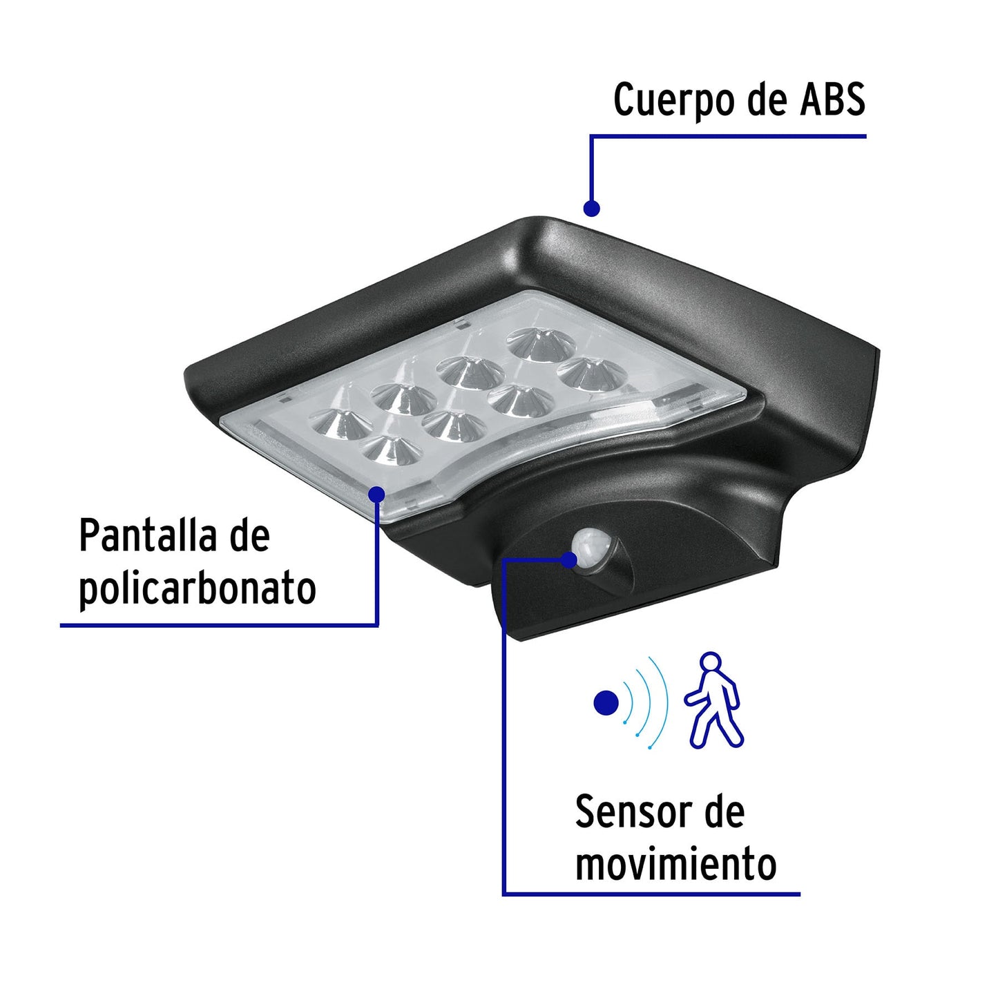Arbotante solar LED 4 W con sensor de movimiento