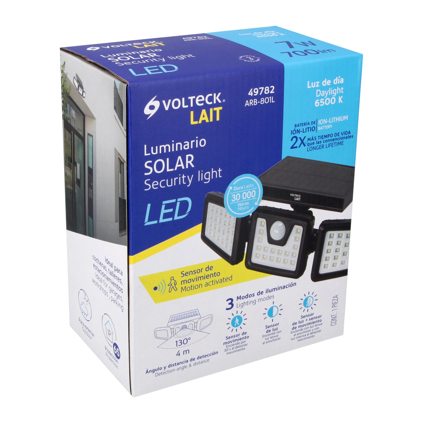 Luminario Solar LED 8 W con sensor de movimiento, Volteck