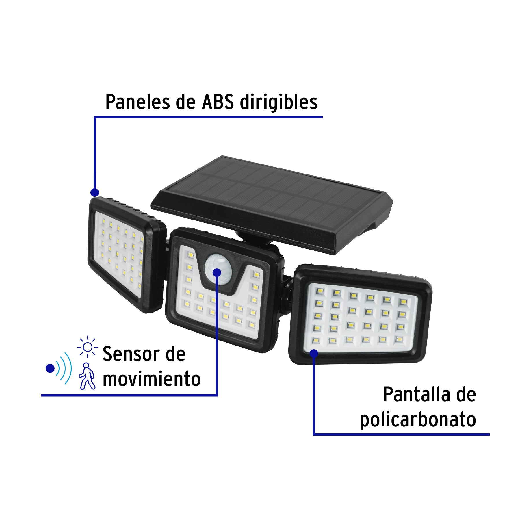 Luminario Solar LED 8 W con sensor de movimiento, Volteck