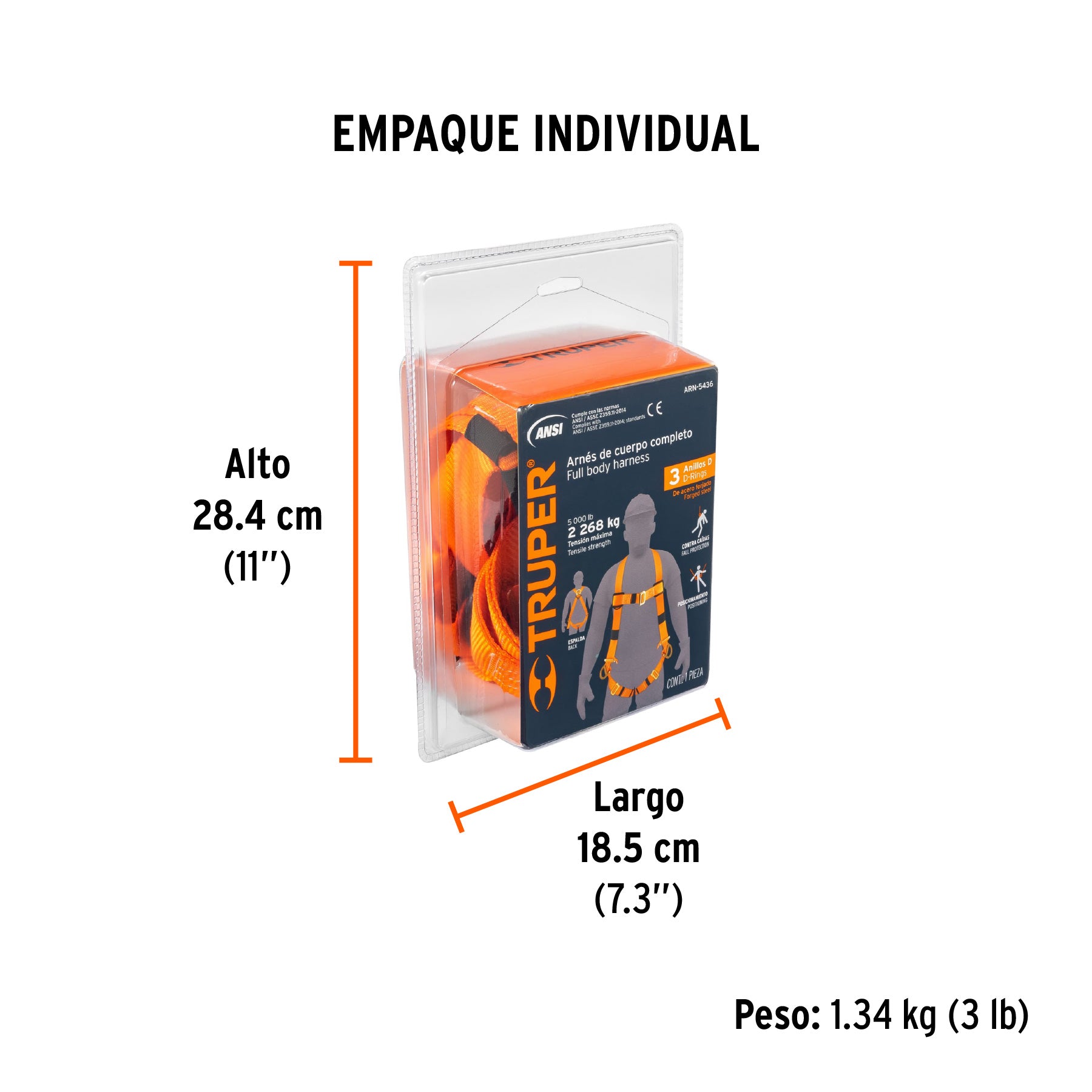 Arnés cuerpo completo, 3 anillos, posicionamiento