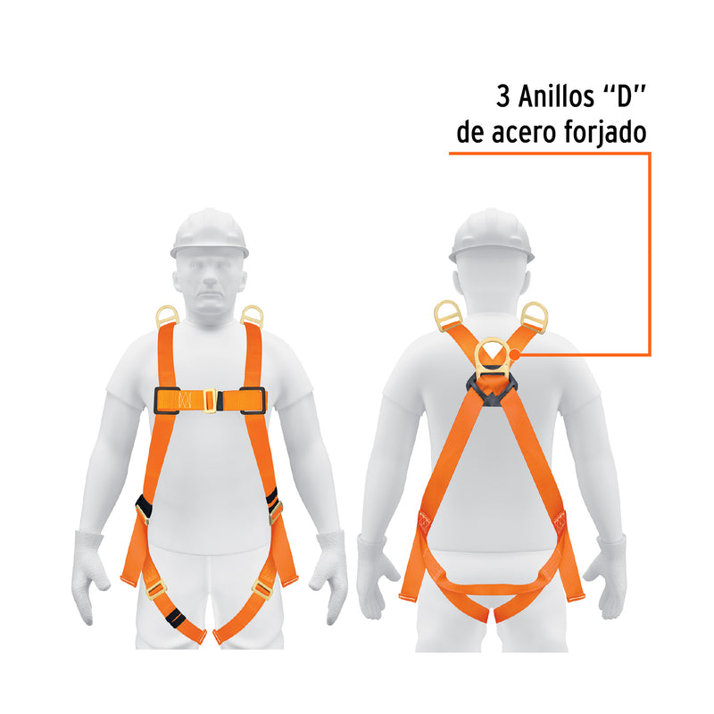 Arnés de cuerpo completo, 3 anillos, rescate