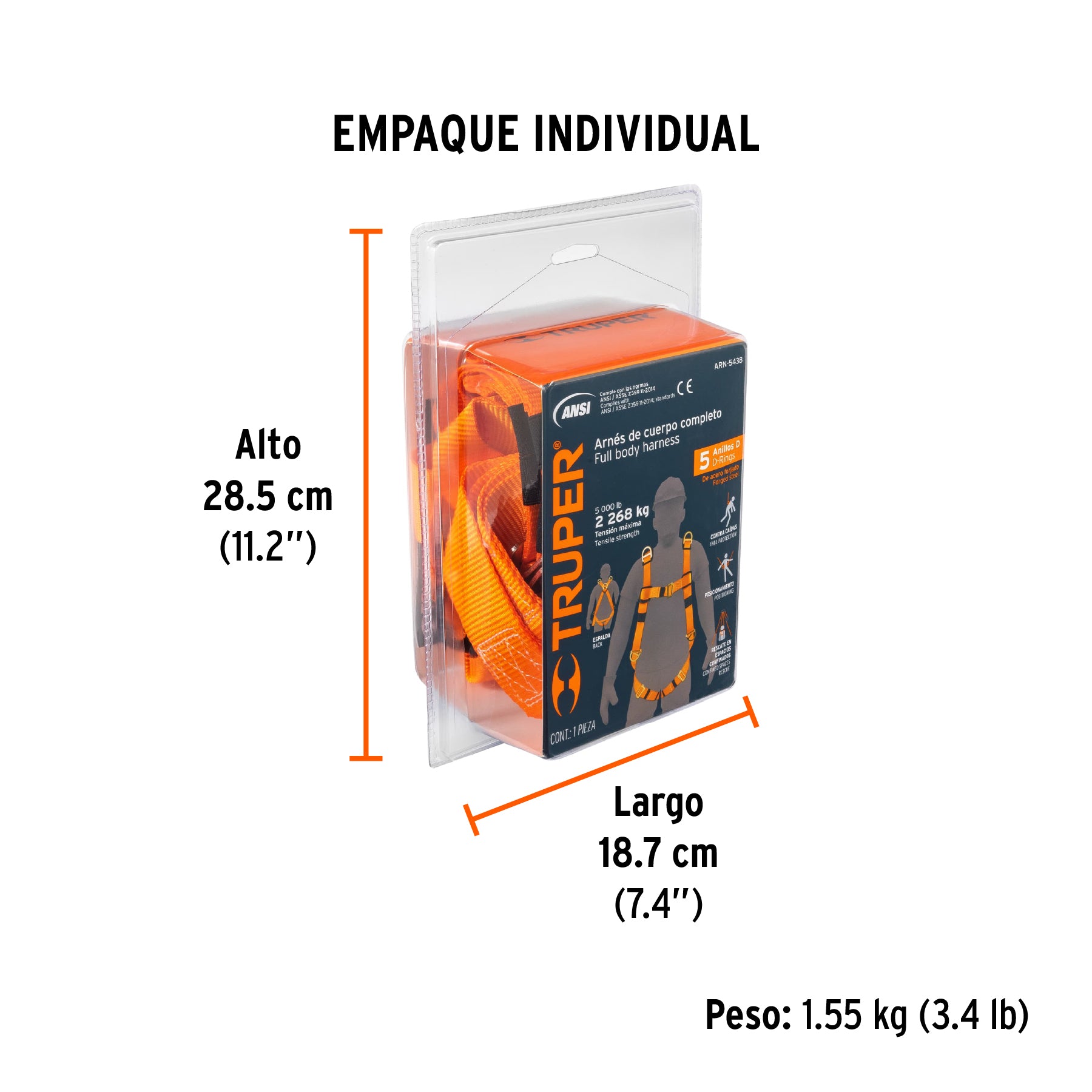 Arnés cuerpo completo, 5 anillos, posicionamiento y rescate