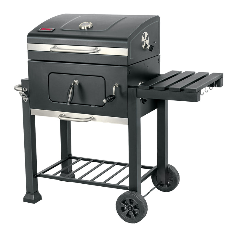 Asador de carbón de 24' con tapa, negro, Fiero