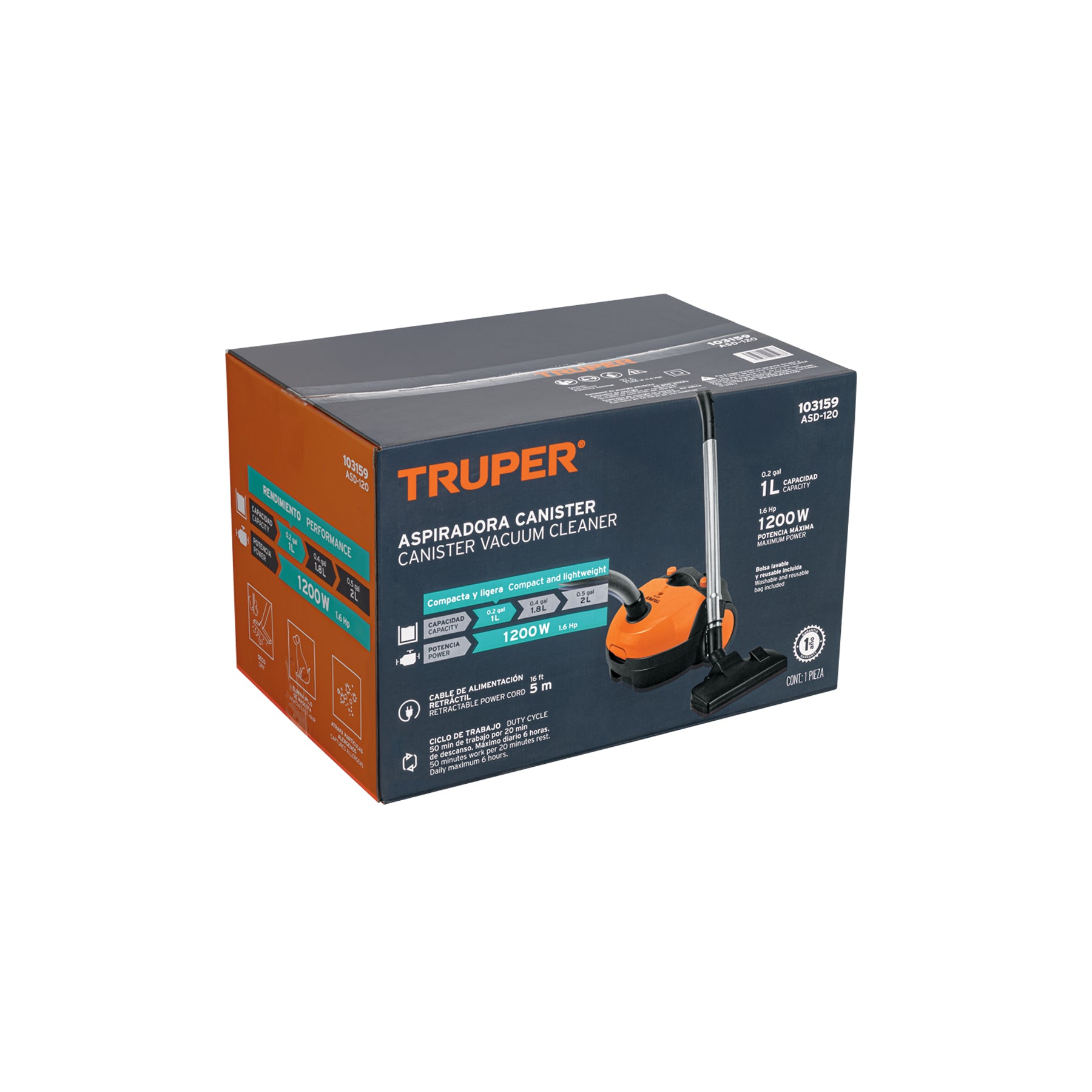 Aspiradora canister 1.2 L, Truper
