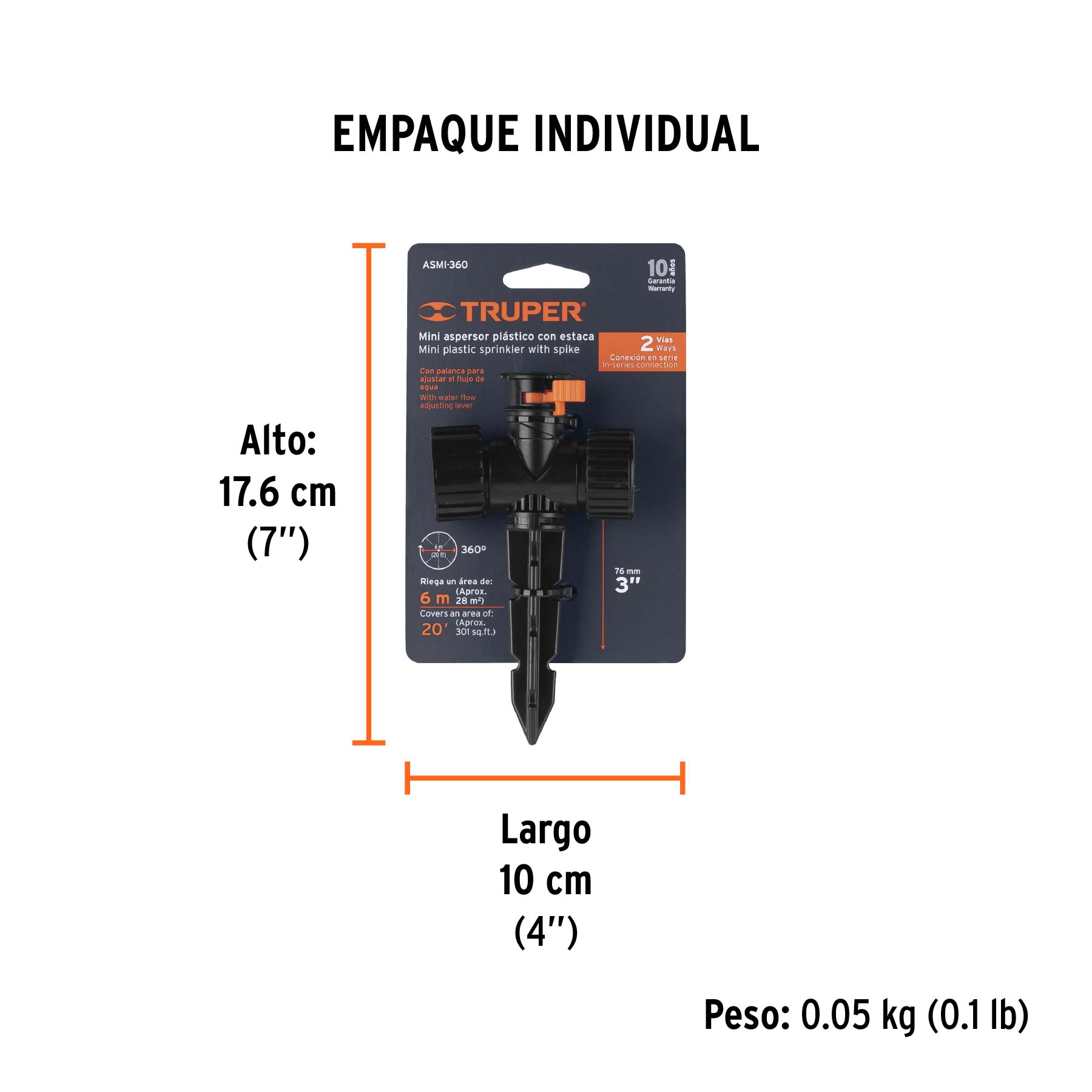 Aspersor mini de plástico, irrigación 360°