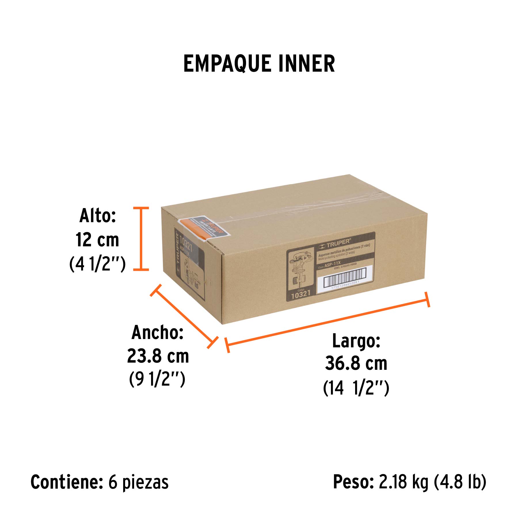 Aspersor metálico dos vías, estaca de 11"