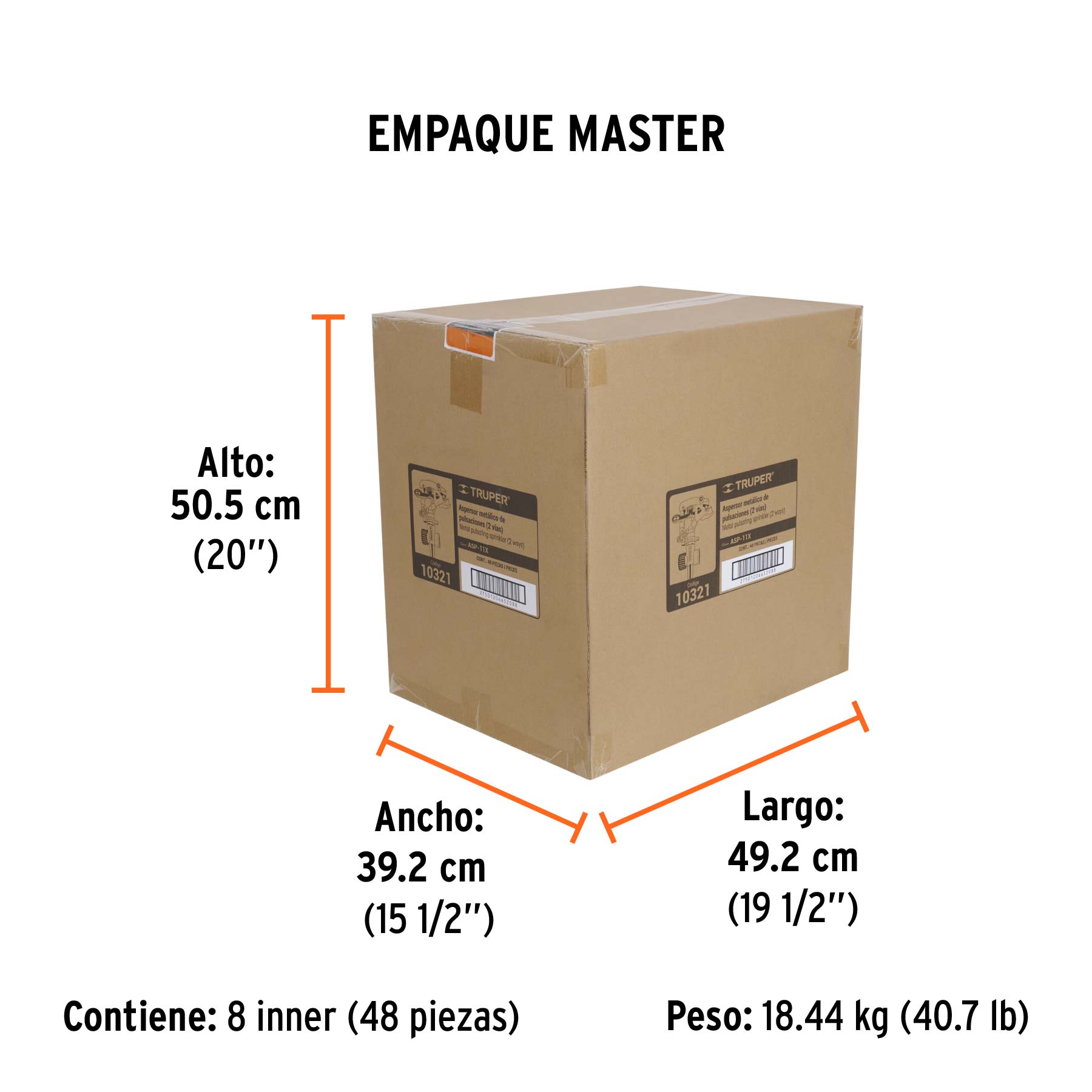 Aspersor metálico dos vías, estaca de 11"