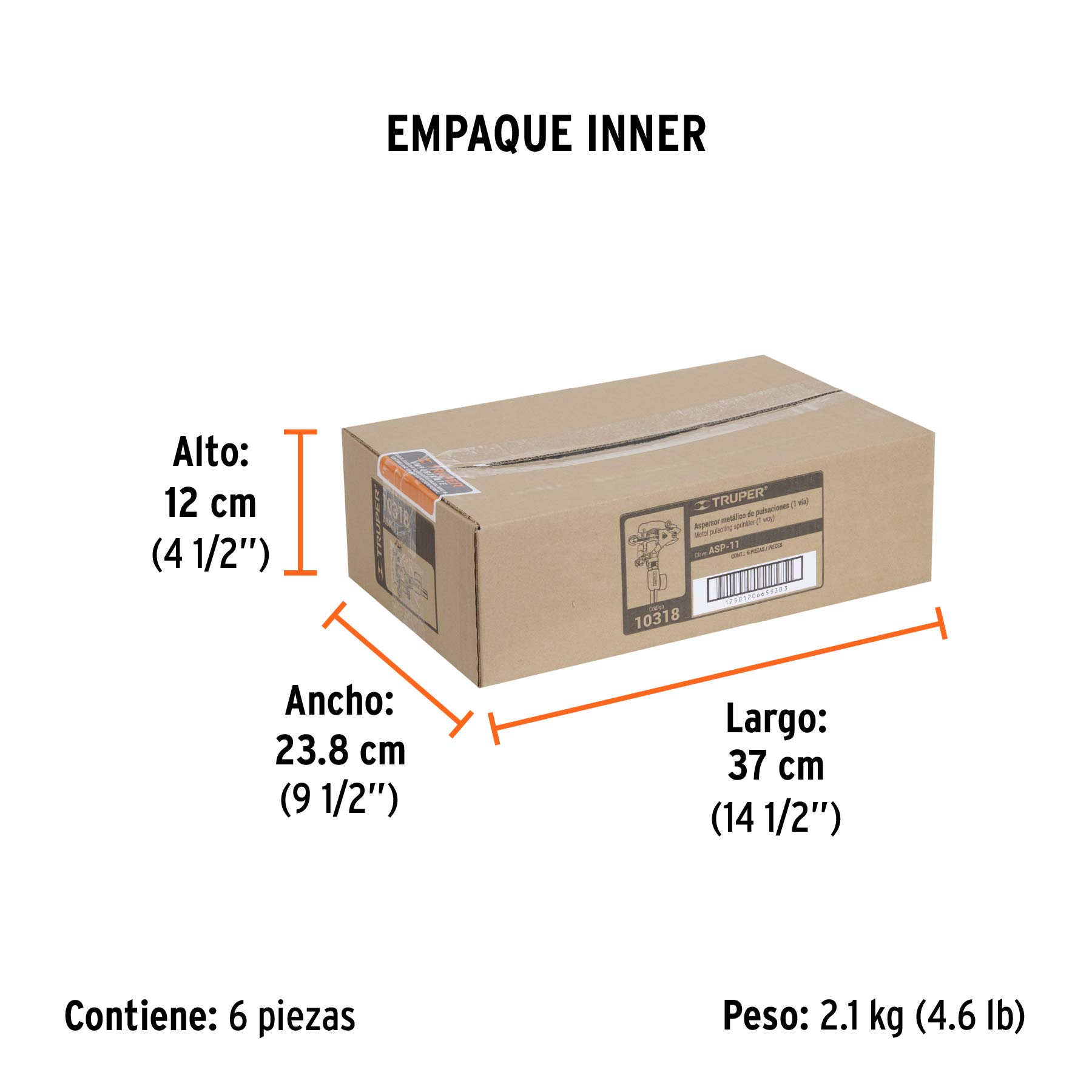 Aspersor metálico una vía, estaca de 11"