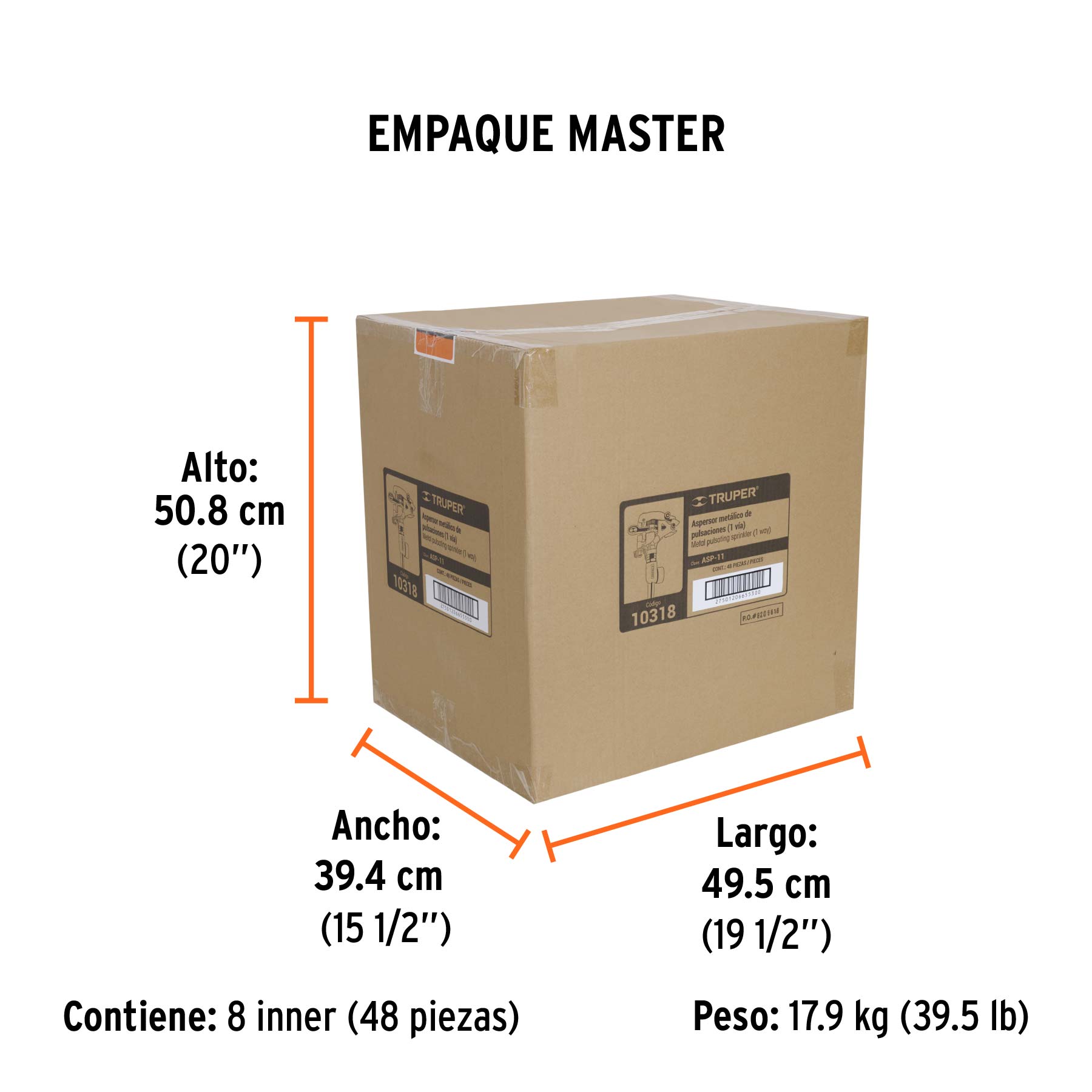 Aspersor metálico una vía, estaca de 11"