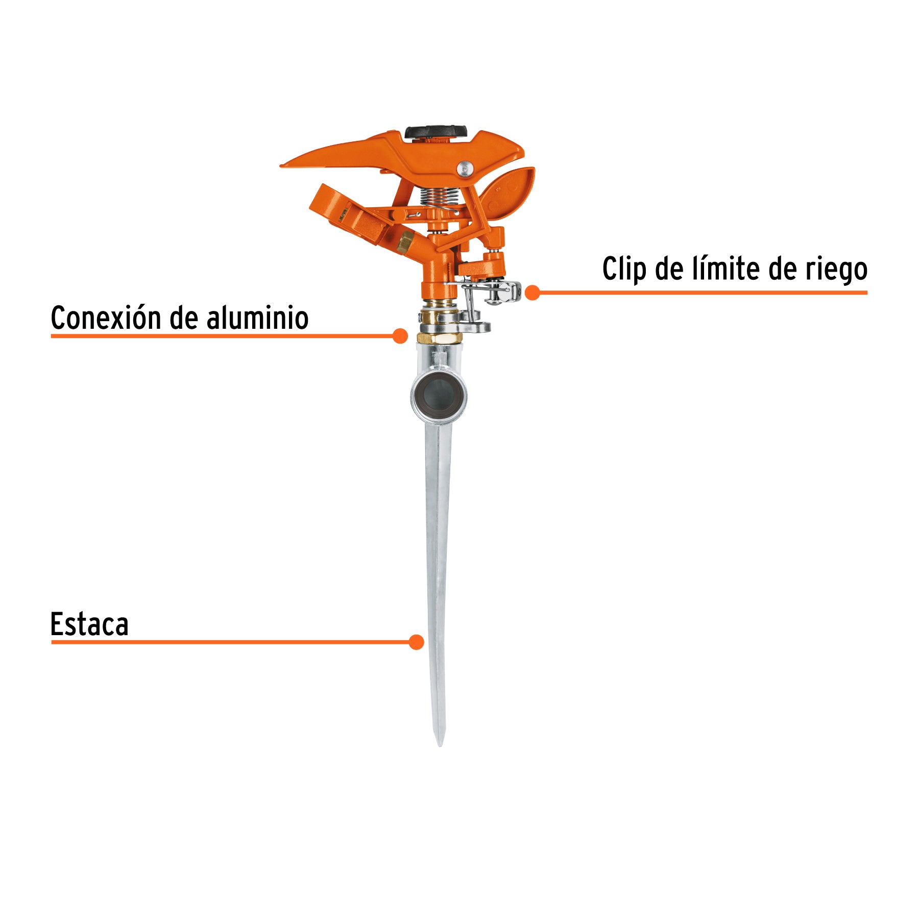 Aspersor metálico una vía, estaca de 11"