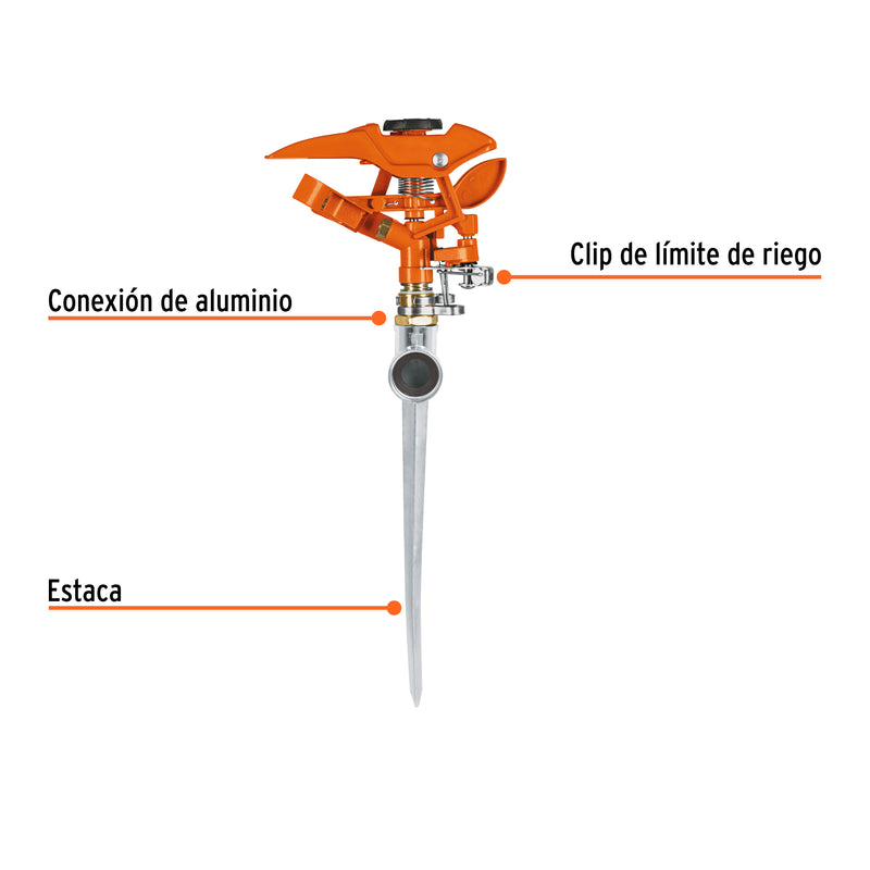 Aspersor metálico una vía, estaca de 11"