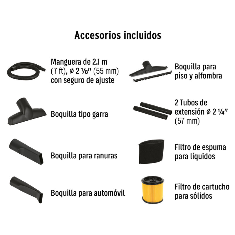 Aspiradora de sólidos y líquidos de 12 gal, plástica