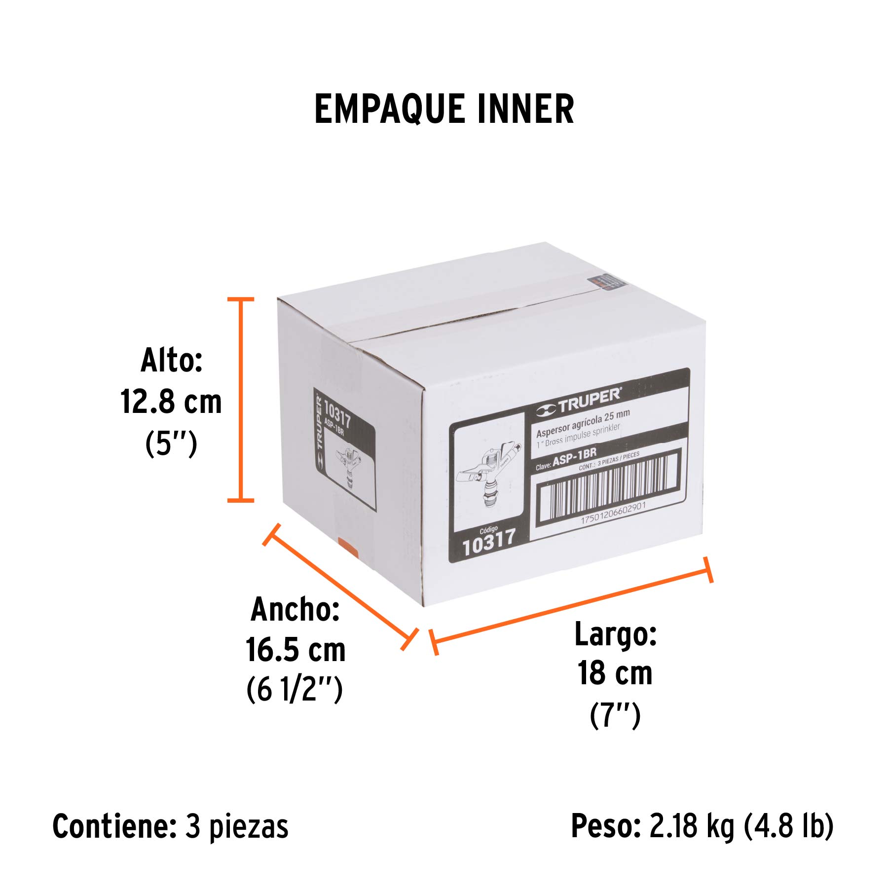 Aspersor agrícola 1", fundido en latón