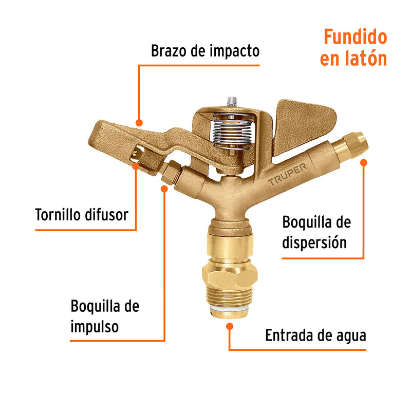 Aspersor agrícola 1", fundido en latón